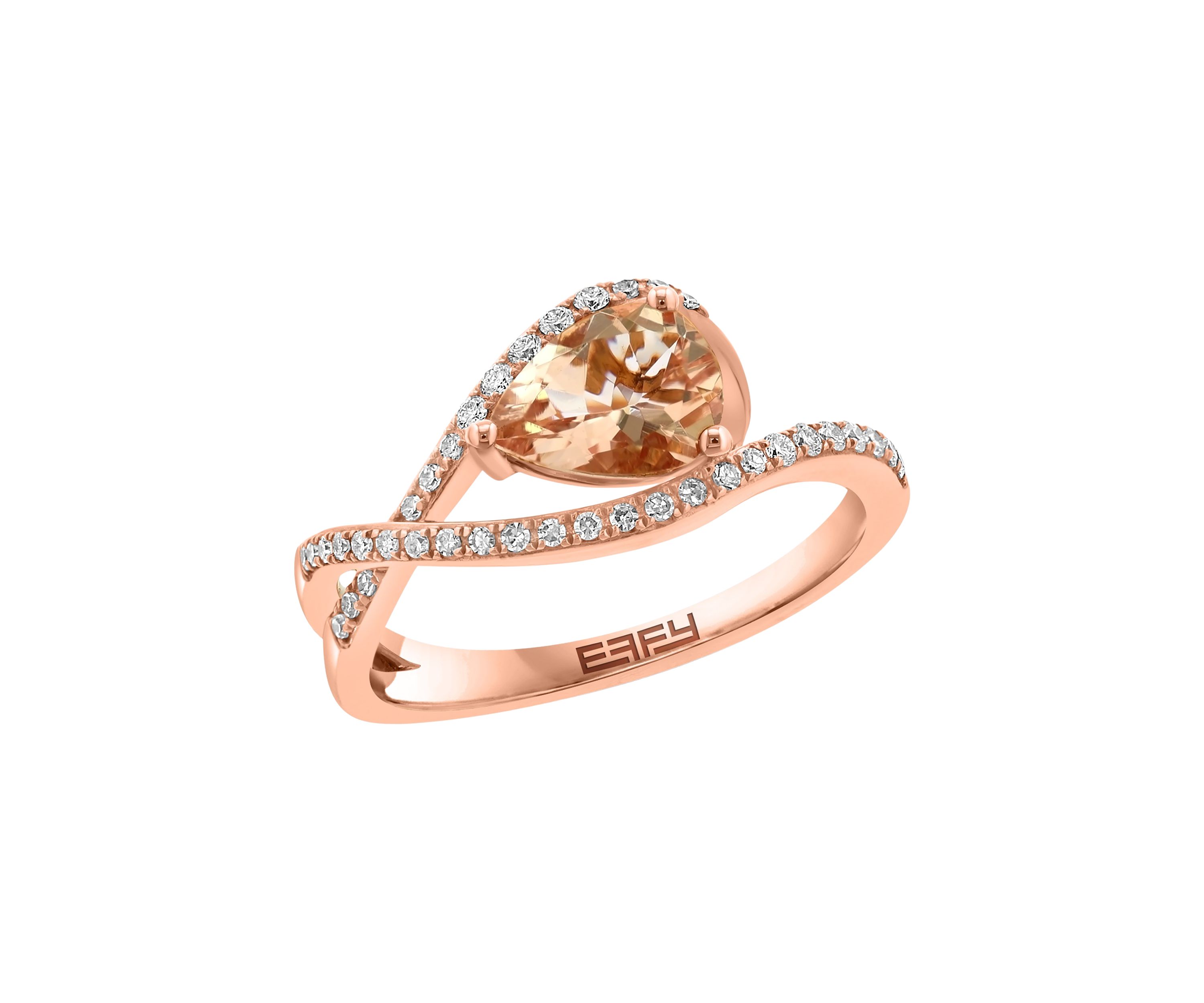 1/5 ct. t.w. Diamond, 3/4 ct. t.w. Morganite Ring in 14K Rose Gold