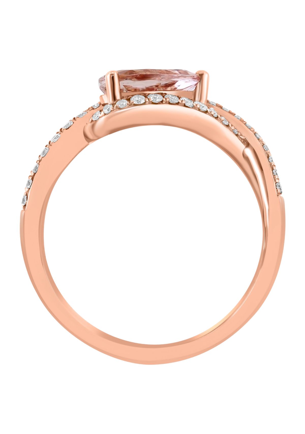 1/5 ct. t.w. Diamond, 3/4 ct. t.w. Morganite Ring in 14K Rose Gold