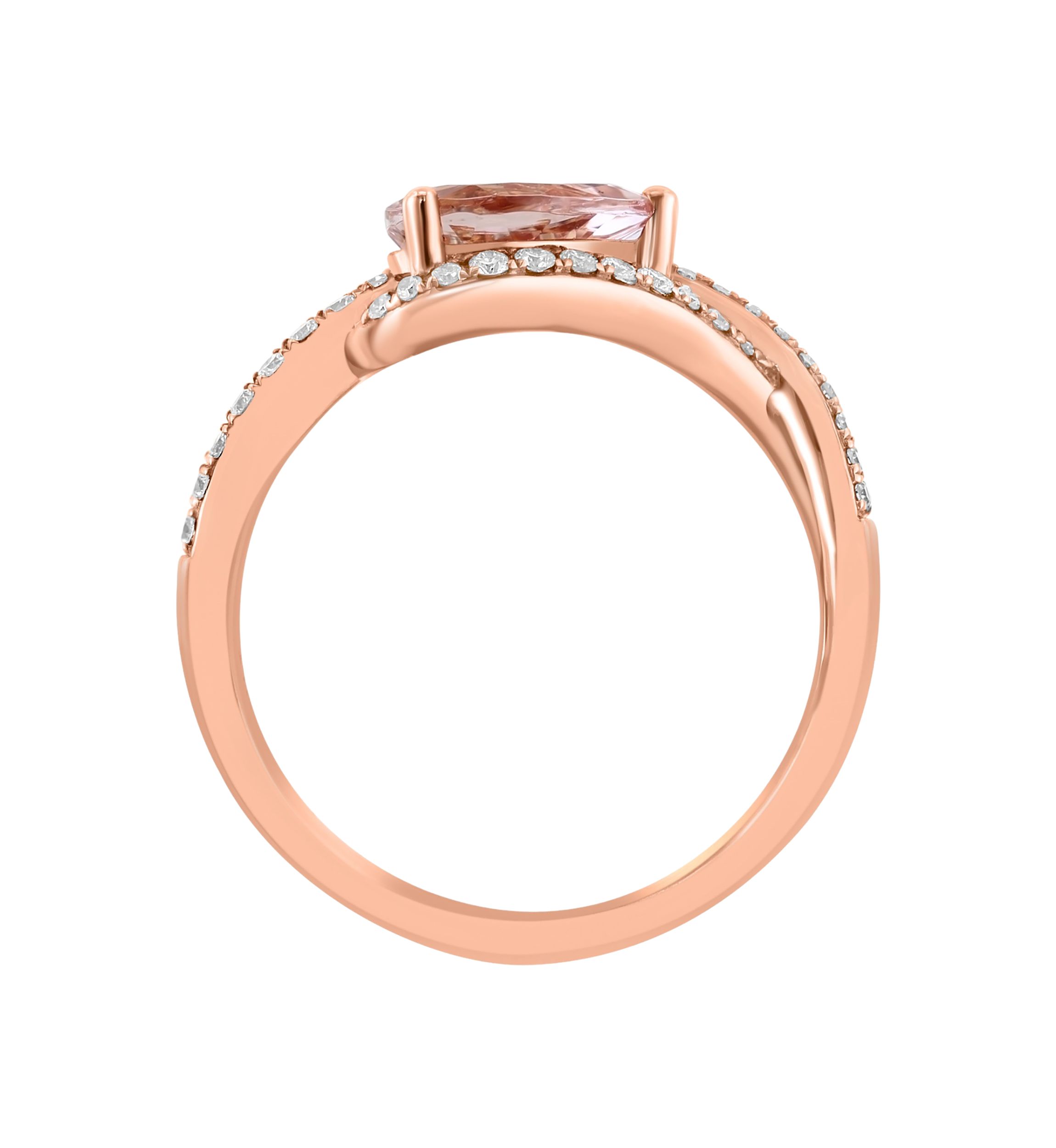 1/5 ct. t.w. Diamond, 3/4 ct. t.w. Morganite Ring in 14K Rose Gold