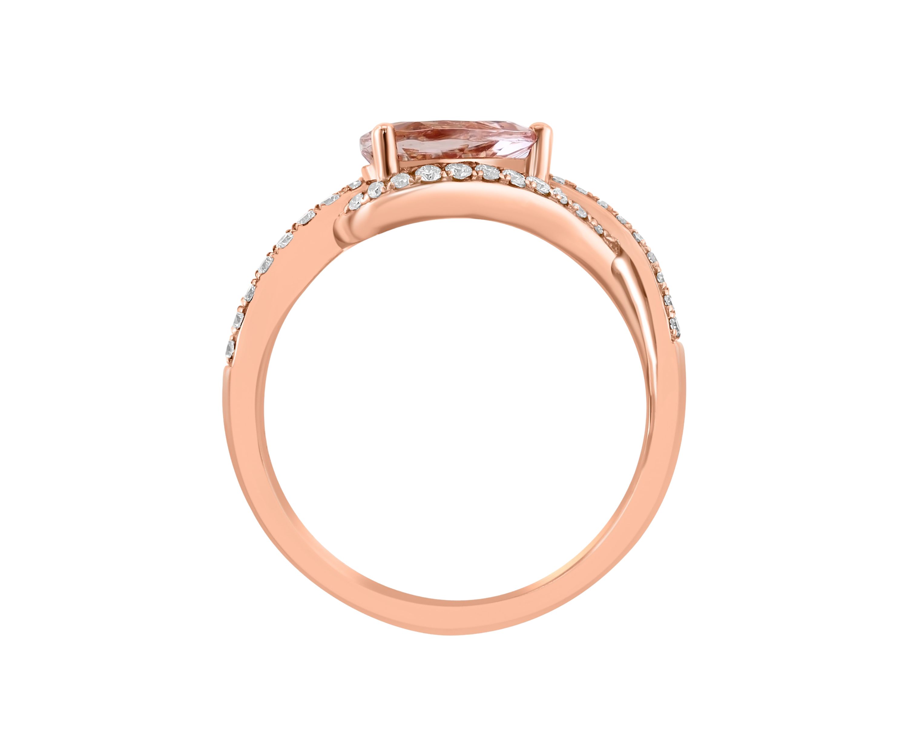 1/5 ct. t.w. Diamond, 3/4 ct. t.w. Morganite Ring in 14K Rose Gold