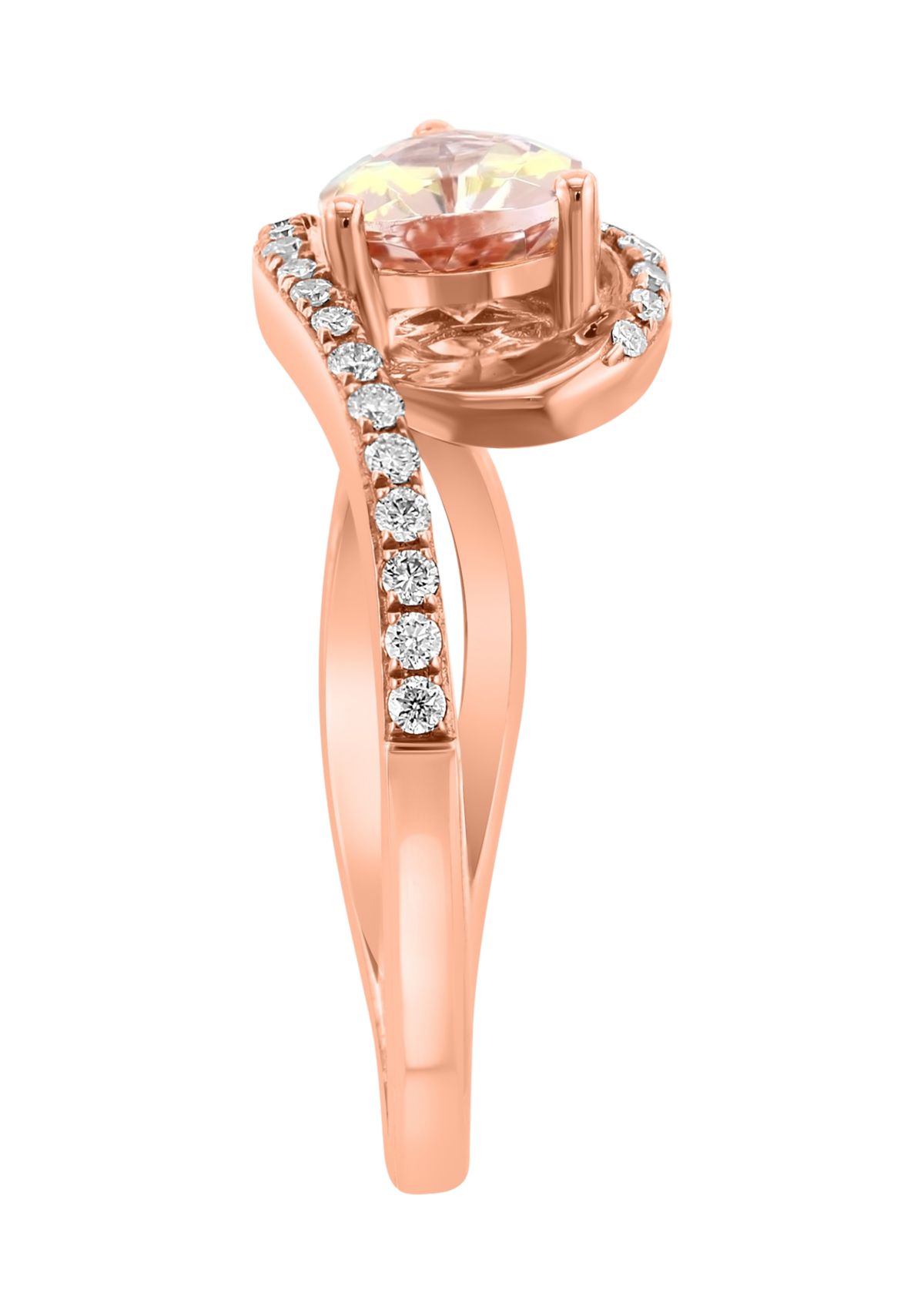 1/5 ct. t.w. Diamond, 3/4 ct. t.w. Morganite Ring in 14K Rose Gold