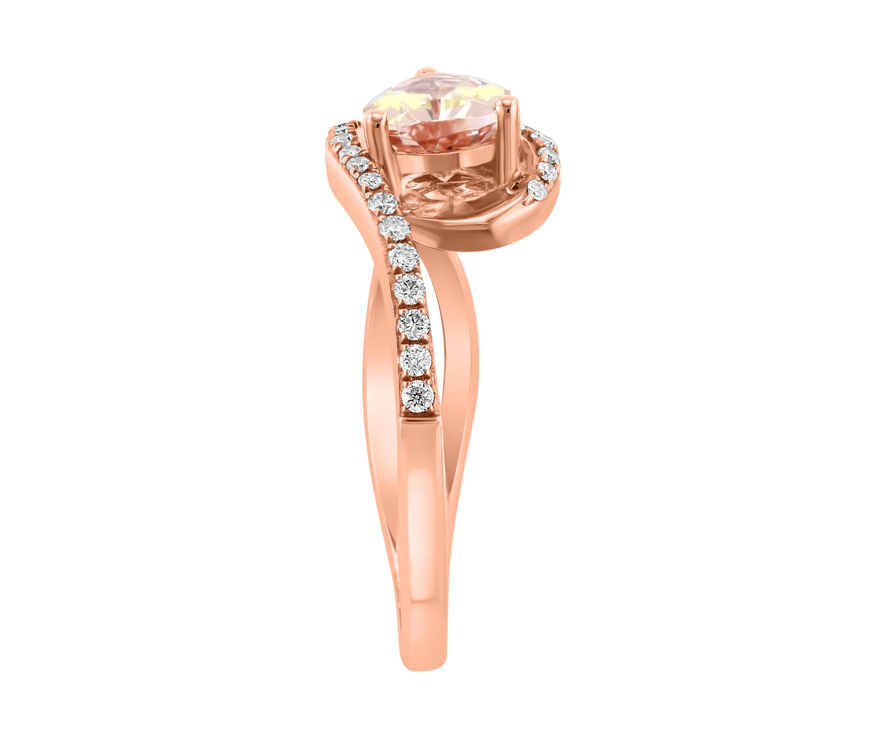 1/5 ct. t.w. Diamond, 3/4 ct. t.w. Morganite Ring in 14K Rose Gold