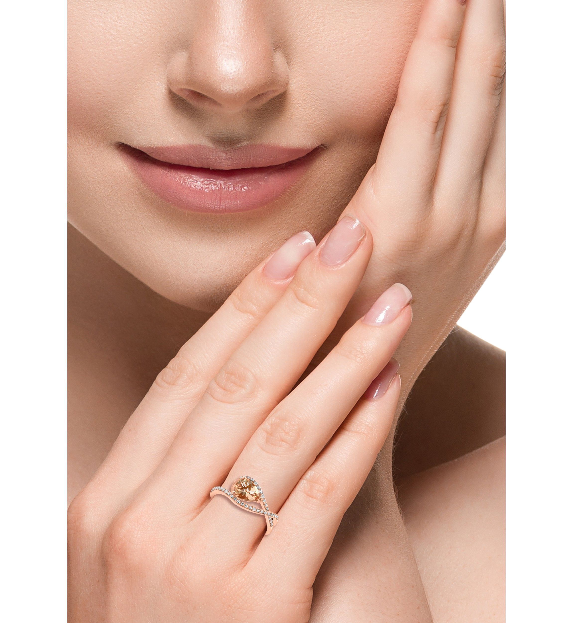 1/5 ct. t.w. Diamond, 3/4 ct. t.w. Morganite Ring in 14K Rose Gold