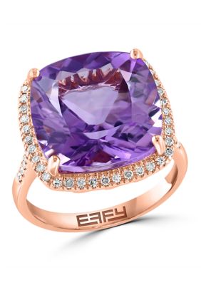 Effy Diamond and Pink Amethyst Ring in 14K Rose Gold