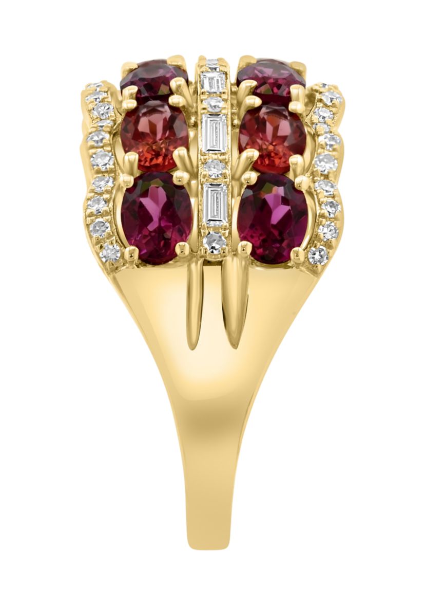 1/3 ct. t.w. Garnet, 1.32 ct. t.w. Rhodolite, 1.44 ct. t.w. Diamond Ring in 14K Yellow Gold