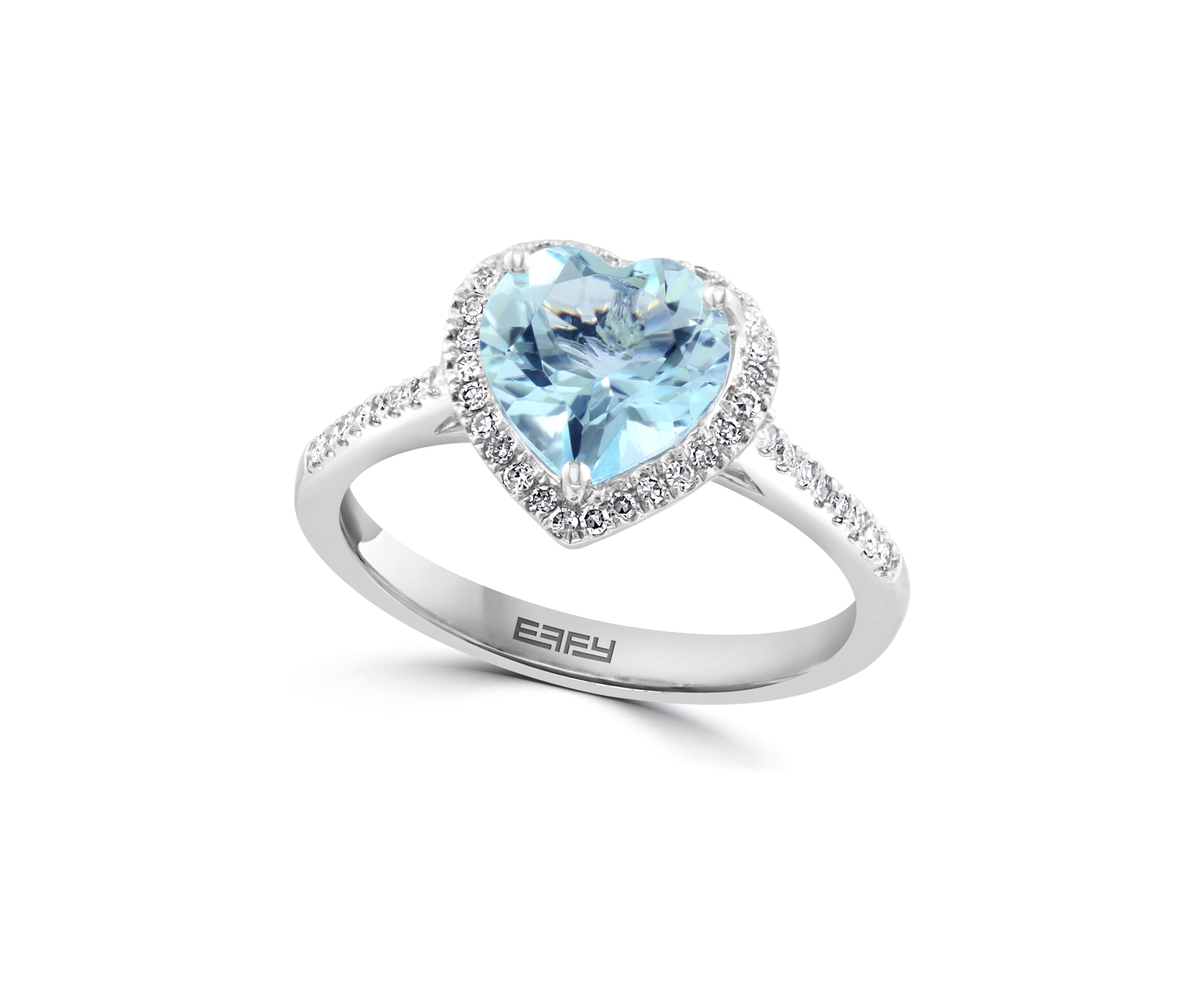 1/5 ct. t.w. Aquamarine and 1.55 ct. t.w. Diamond Heart Ring in 14K White Gold