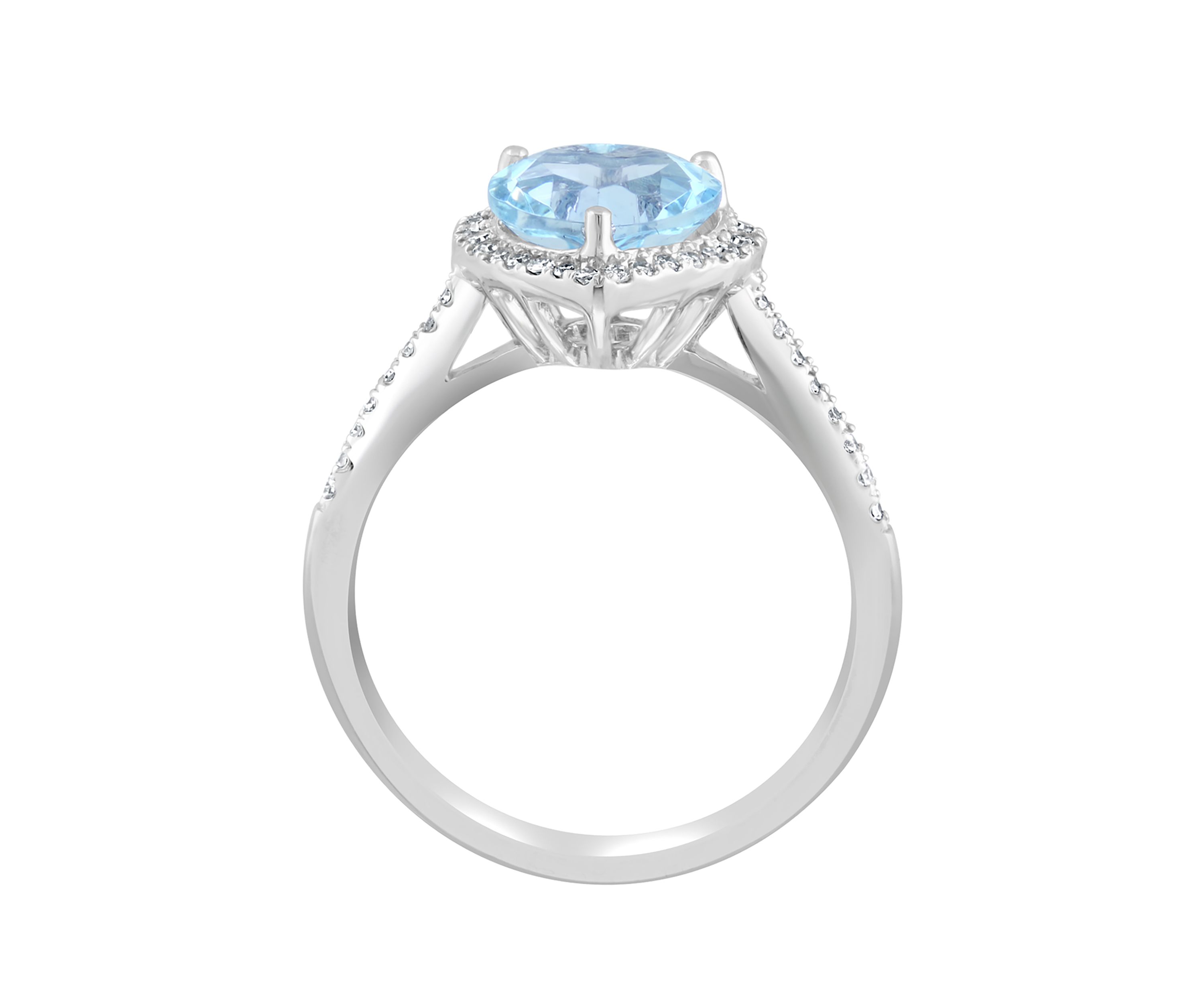 1/5 ct. t.w. Aquamarine and 1.55 ct. t.w. Diamond Heart Ring in 14K White Gold