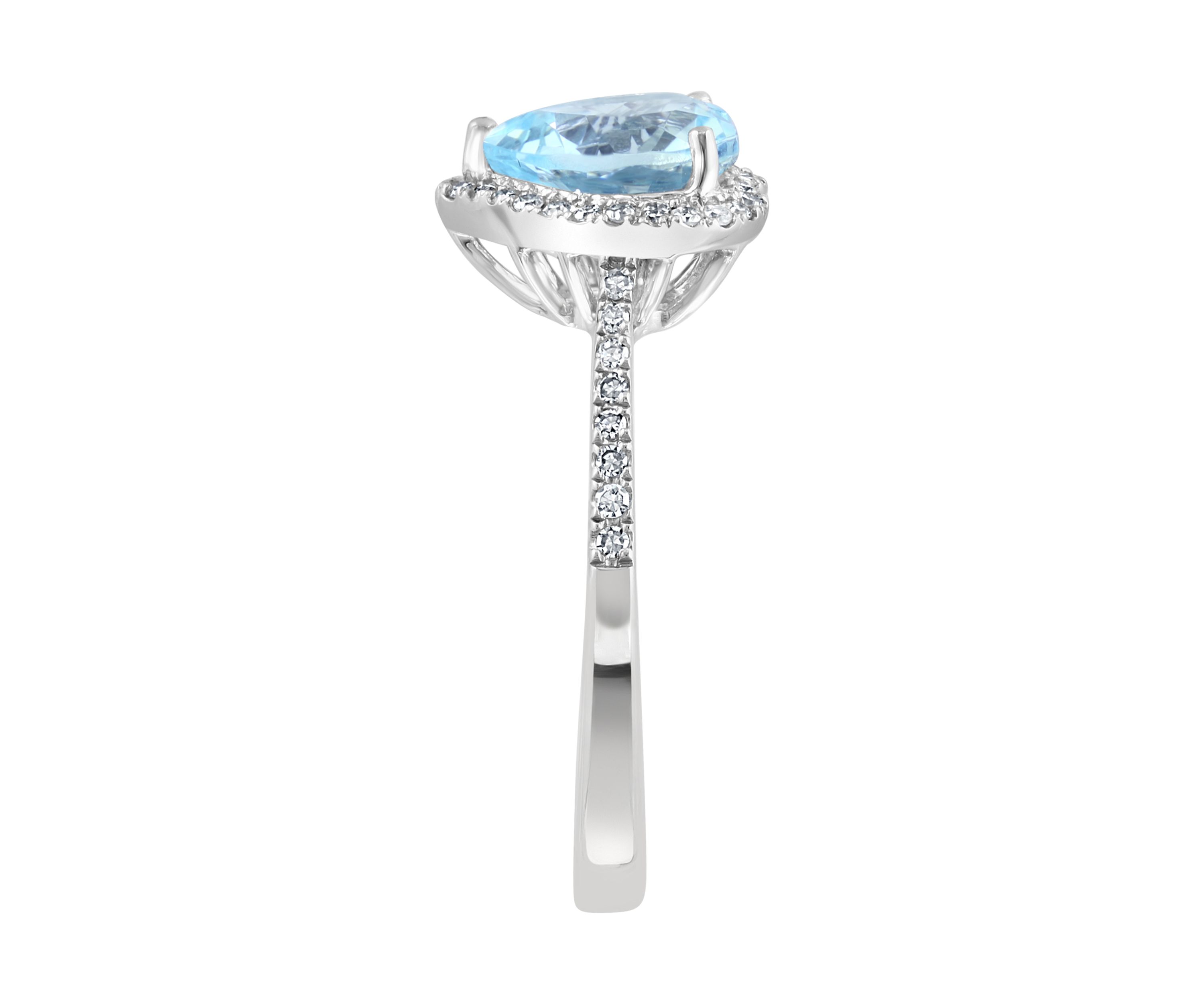 1/5 ct. t.w. Aquamarine and 1.55 ct. t.w. Diamond Heart Ring in 14K White Gold