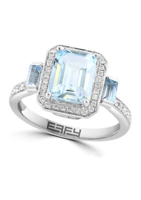 Effy 2.35 ct. t.w. Aquamarine, 1/3 ct. t.w. Sky Blue Topaz, 1/5 ct. t.w. Diamond Ring in 14K White Gold, 7 -  0617892916038