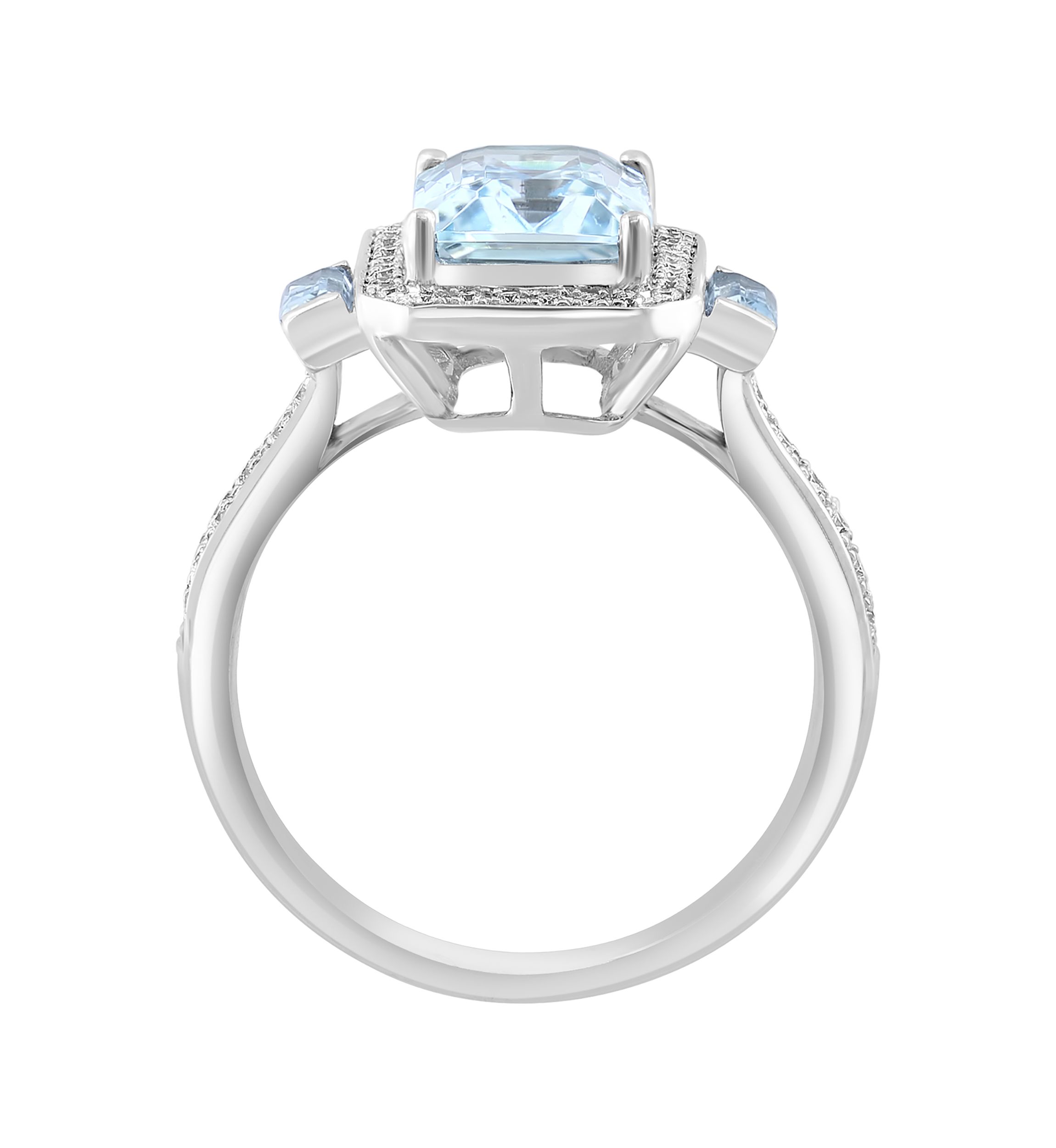 2.35 ct. t.w. Aquamarine, 1/3 ct. t.w. Sky Blue Topaz, 1/5 ct. t.w. Diamond Ring in 14K White Gold