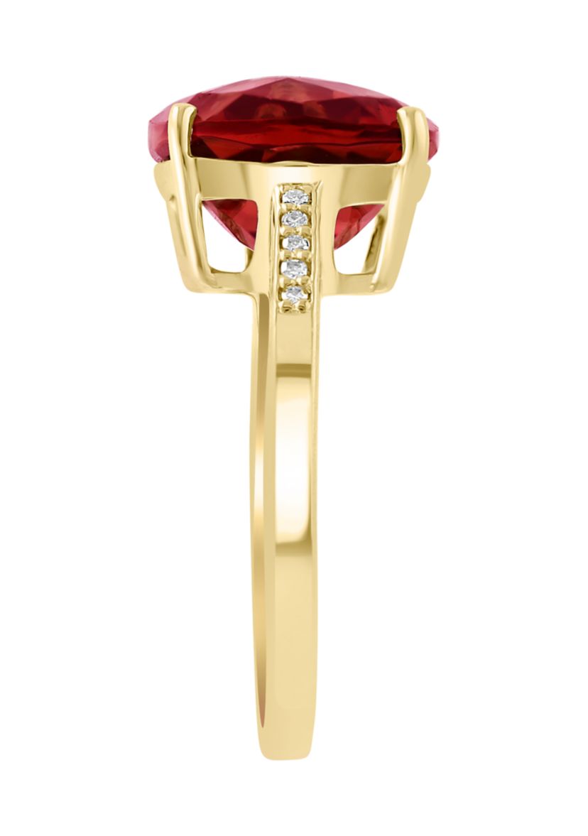 6.15 ct. t.w. Garnet, 1/10 ct. t.w. Diamond Ring in 14K White Gold