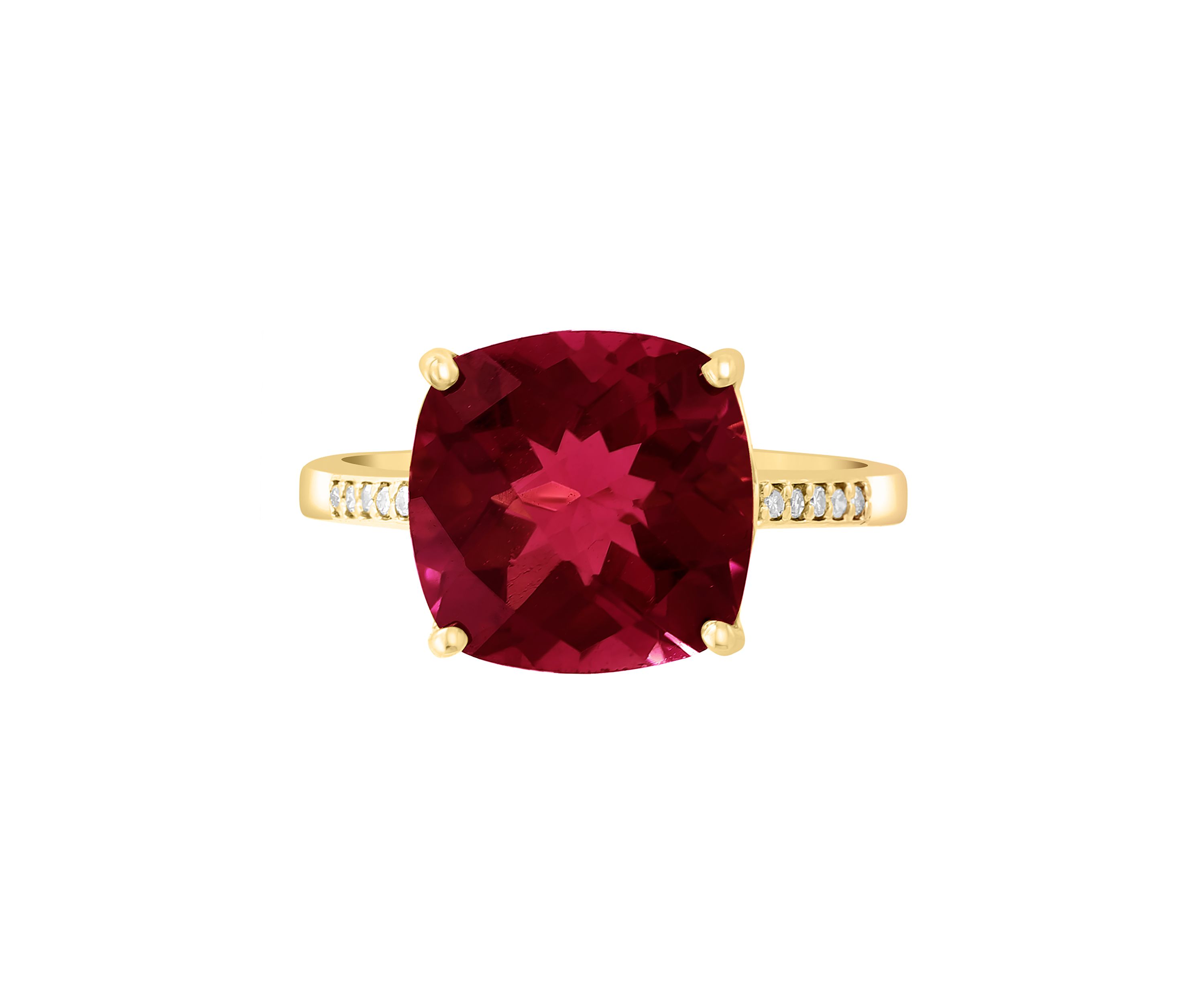 6.15 ct. t.w. Garnet, 1/10 ct. t.w. Diamond Ring in 14K White Gold