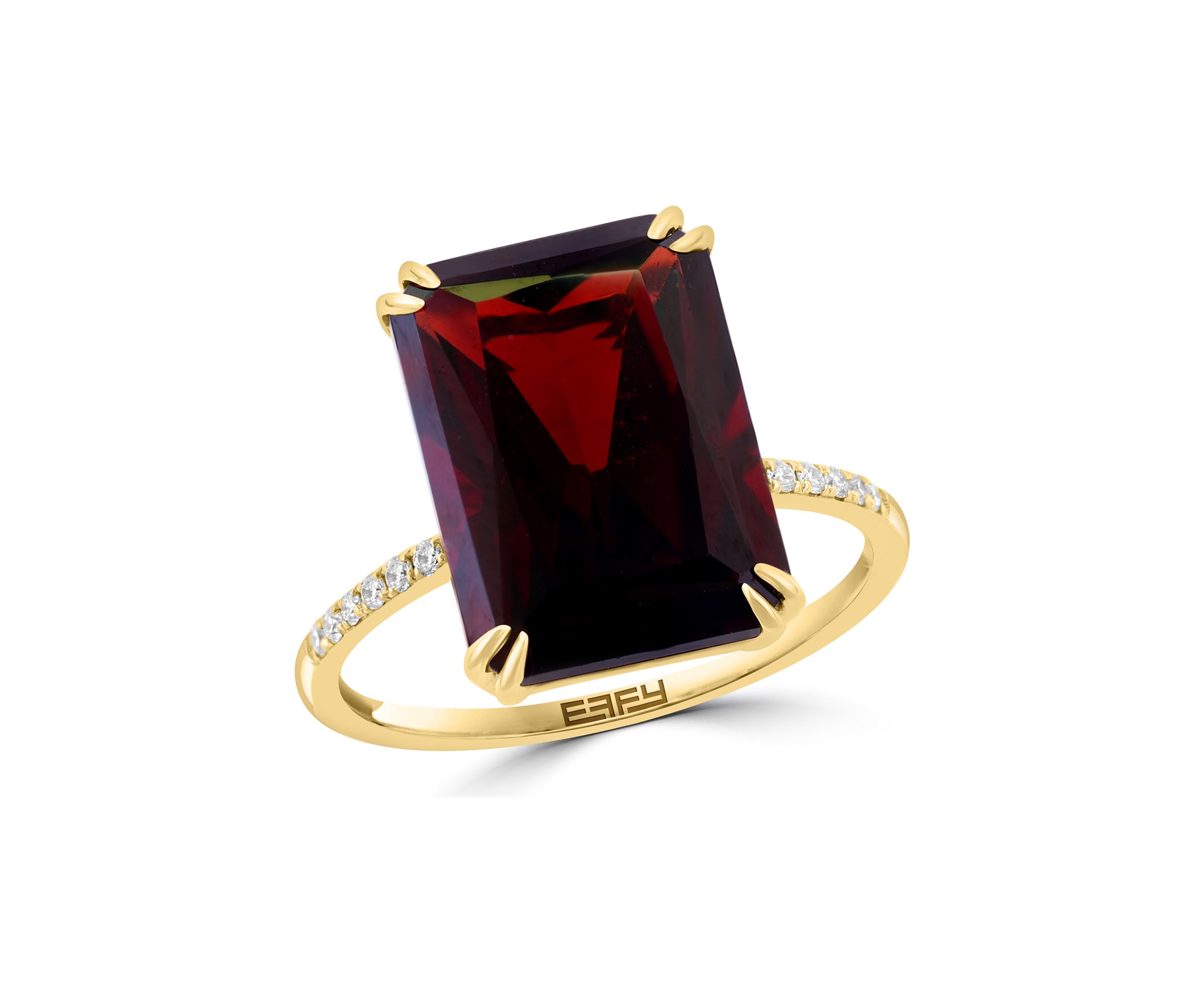 Diamond and Garnet Ring in 14K Yellow Gold