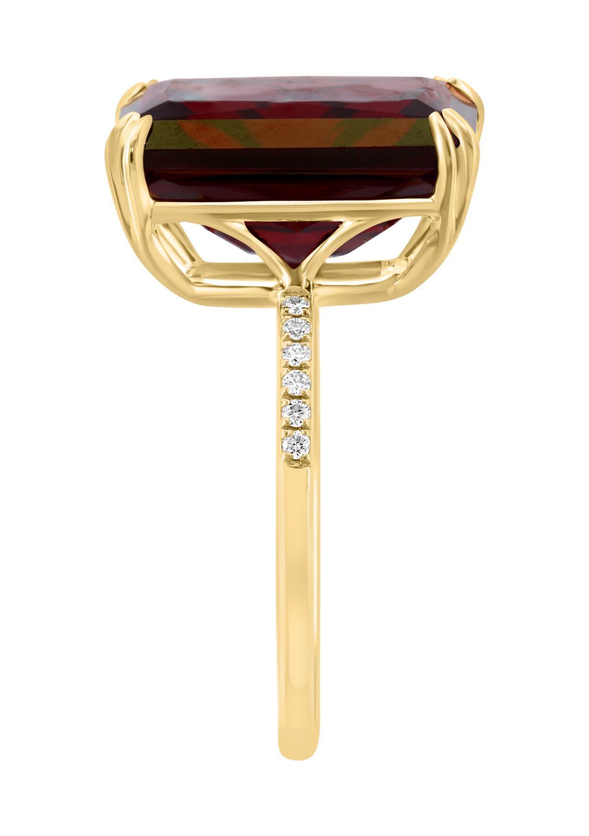 Diamond and Garnet Ring in 14K Yellow Gold