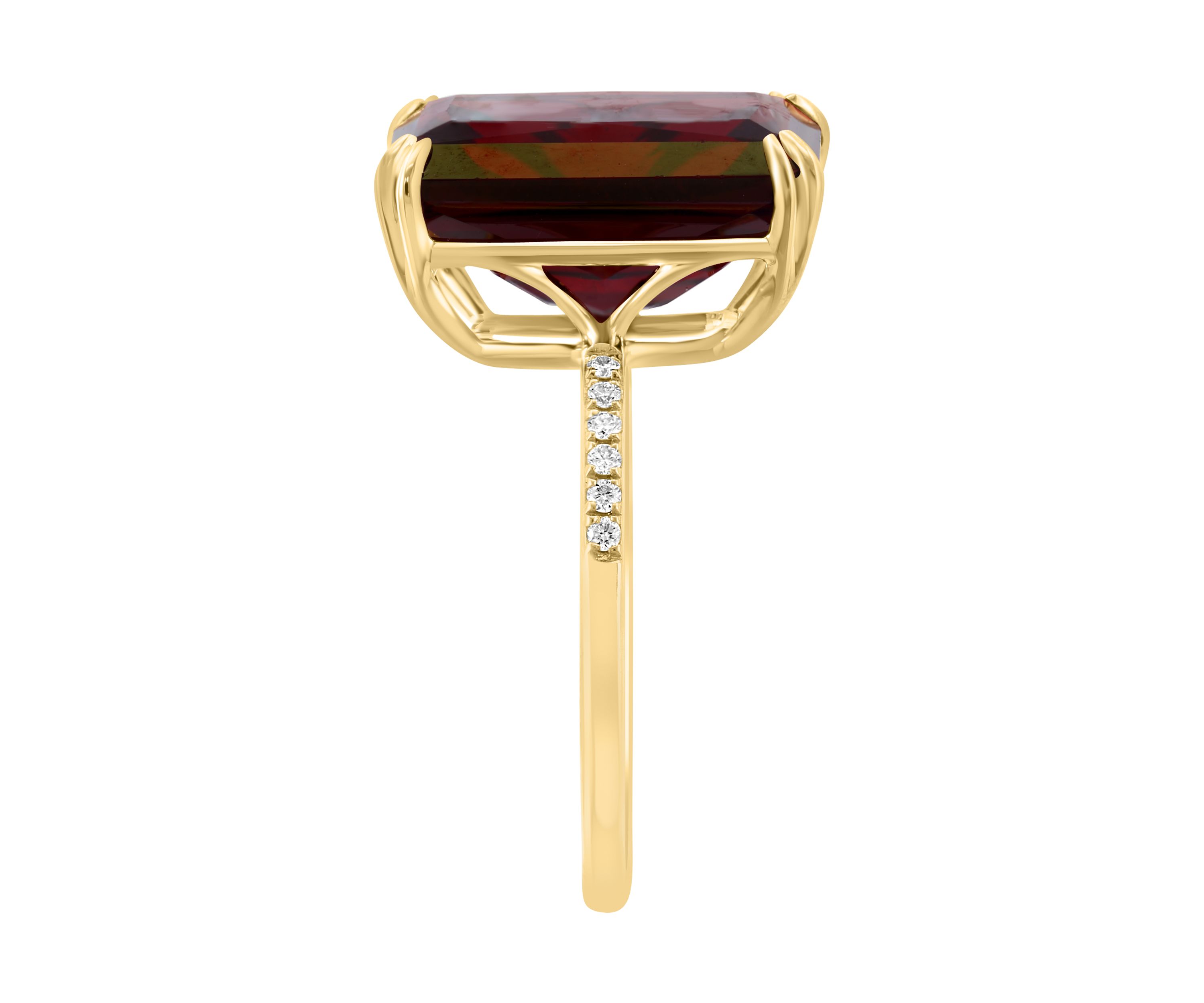 Diamond and Garnet Ring in 14K Yellow Gold