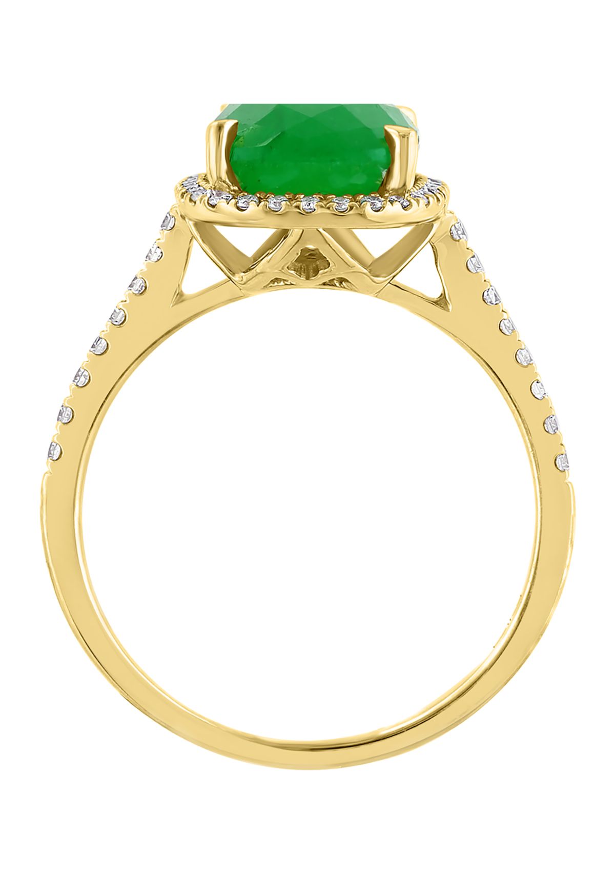 Diamond and Jade Ring in 14K Yellow Gold