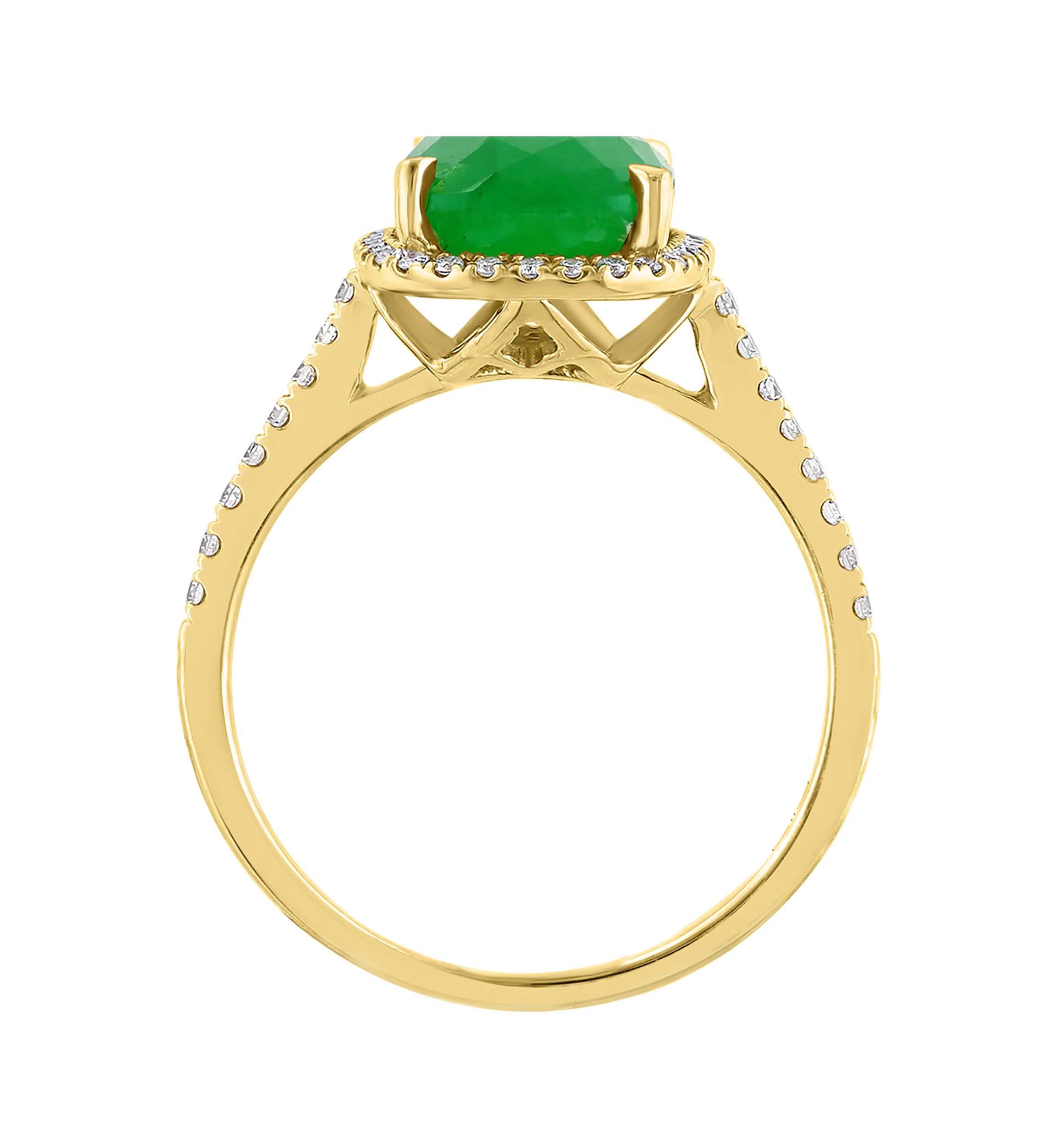 Diamond and Jade Ring in 14K Yellow Gold