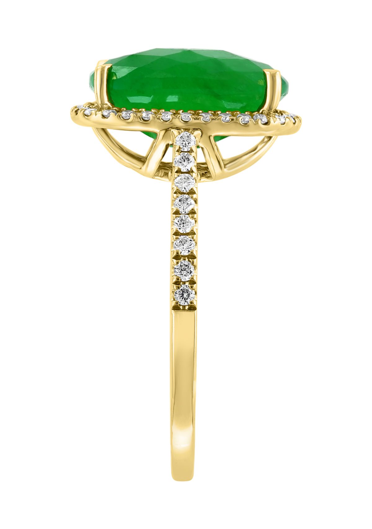 Diamond and Jade Ring in 14K Yellow Gold