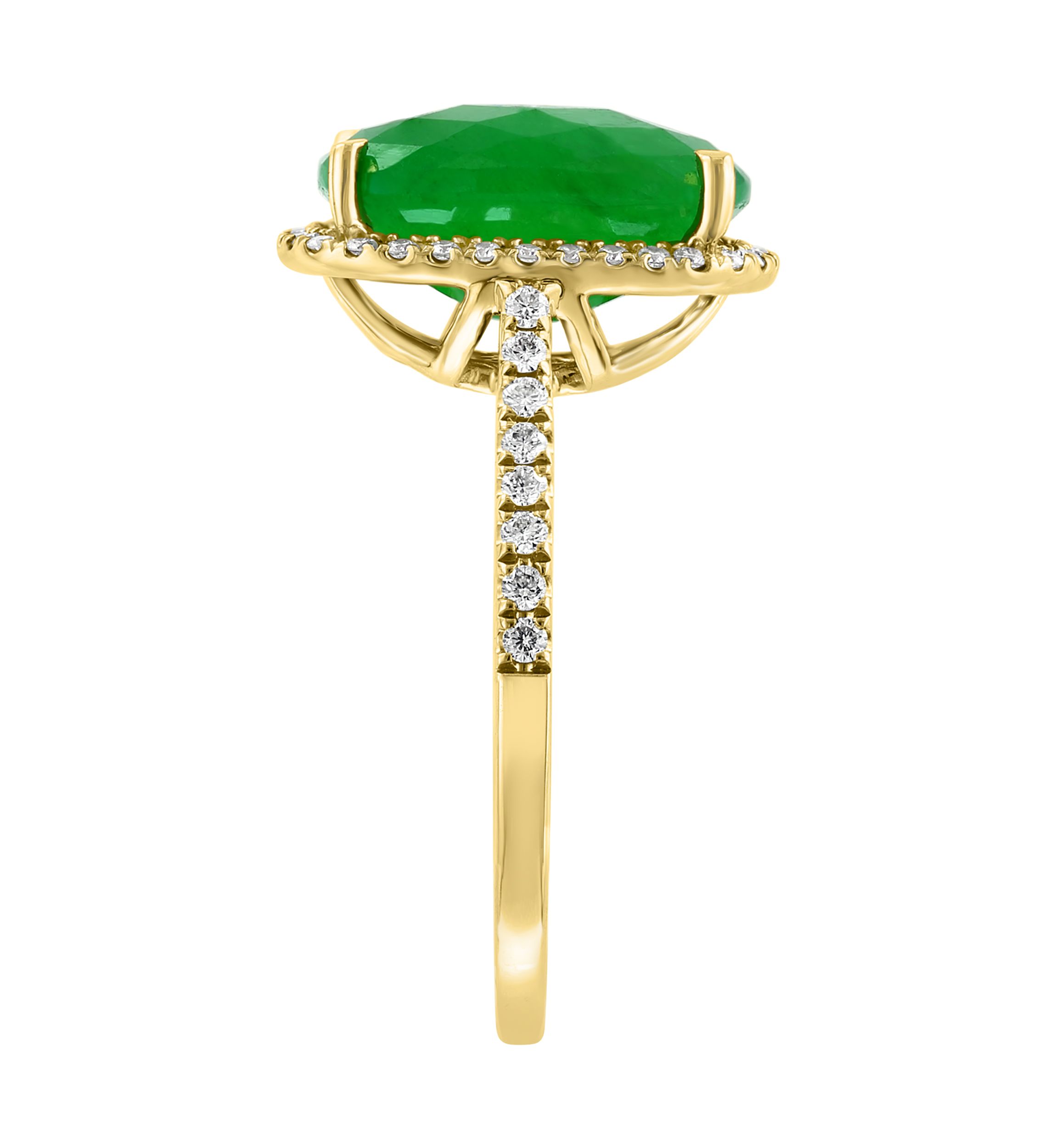 Diamond and Jade Ring in 14K Yellow Gold
