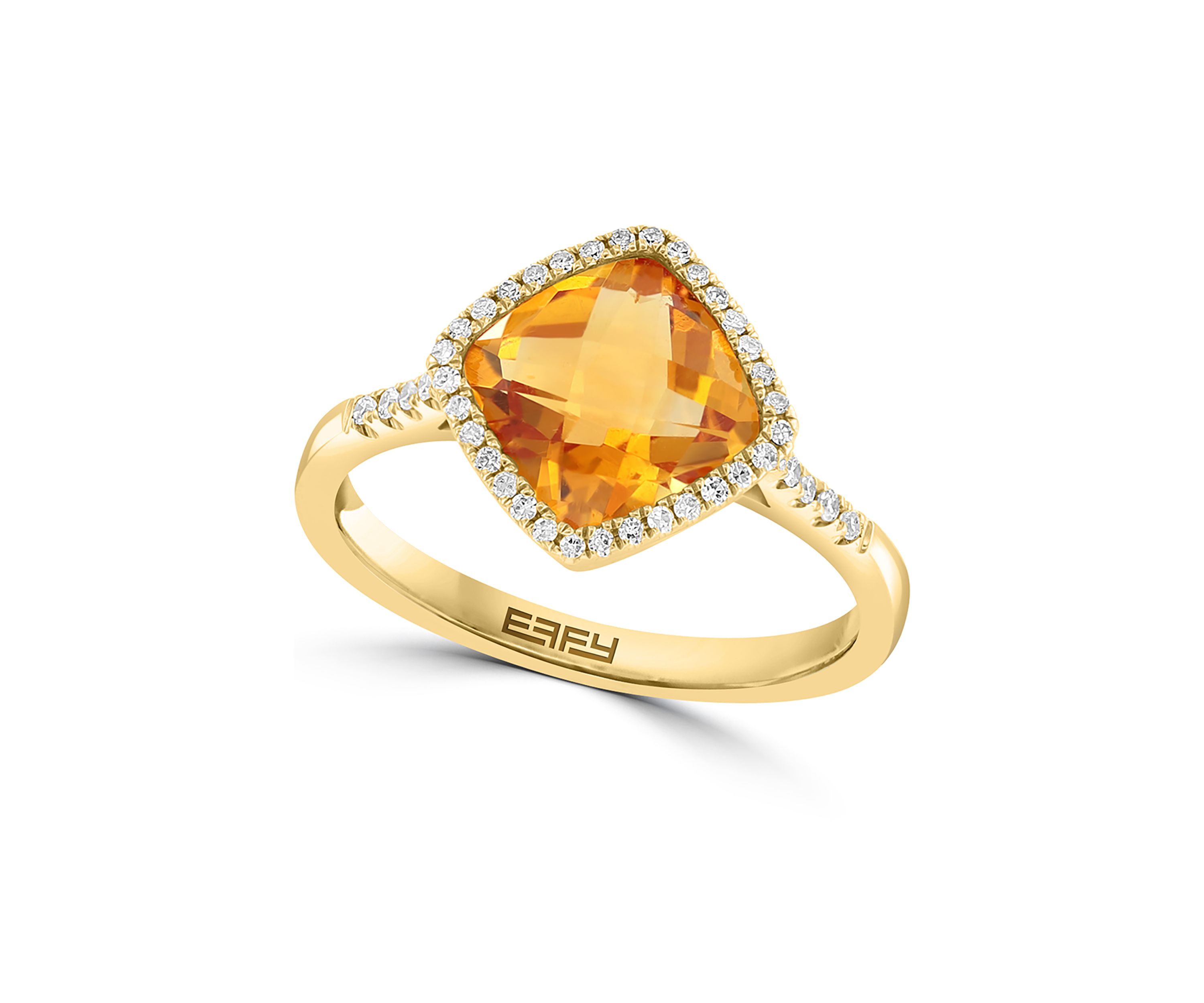 14K Yellow Gold Diamond and Citrine Ring 