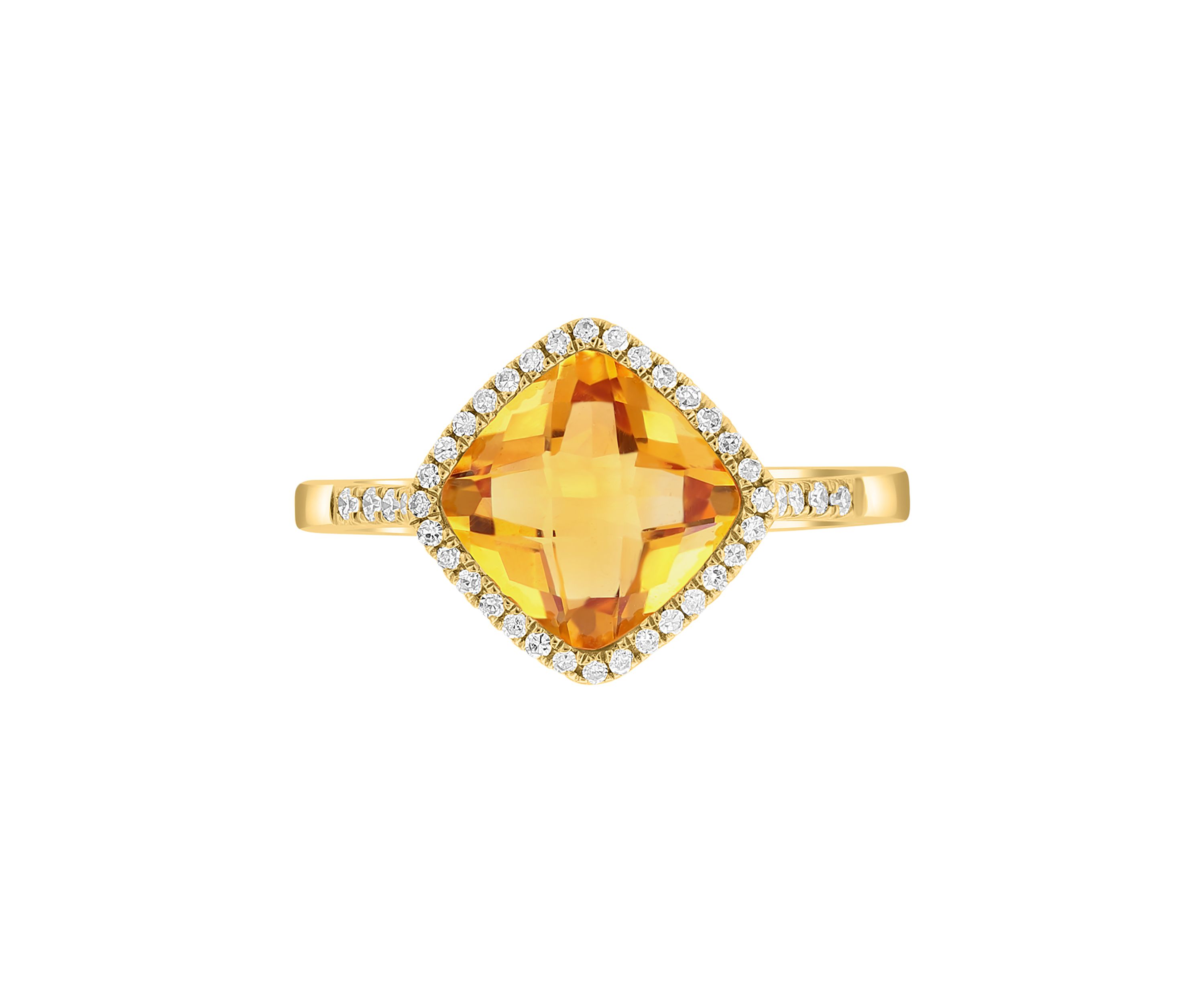14K Yellow Gold Diamond and Citrine Ring 