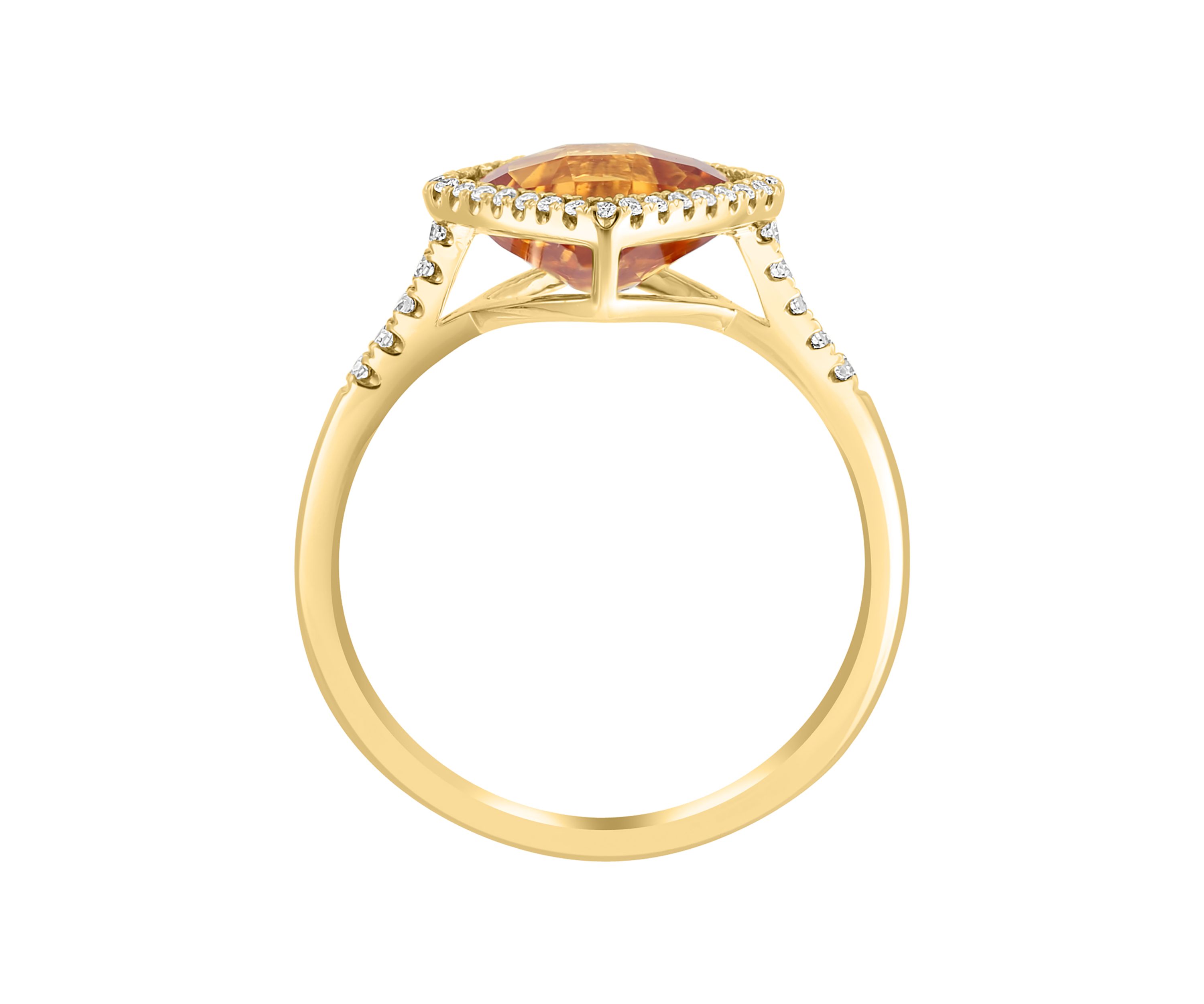 14K Yellow Gold Diamond and Citrine Ring 