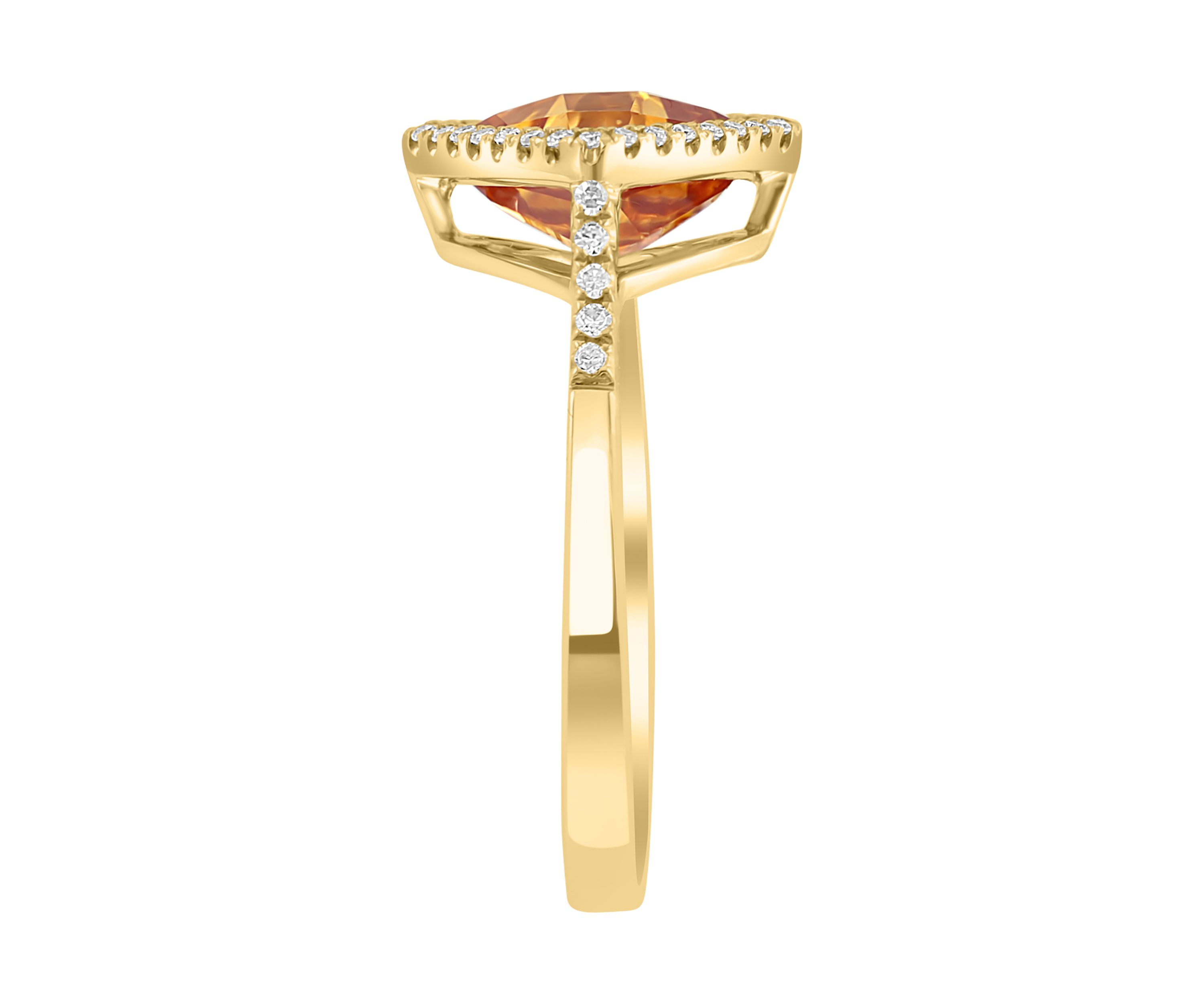 14K Yellow Gold Diamond and Citrine Ring 