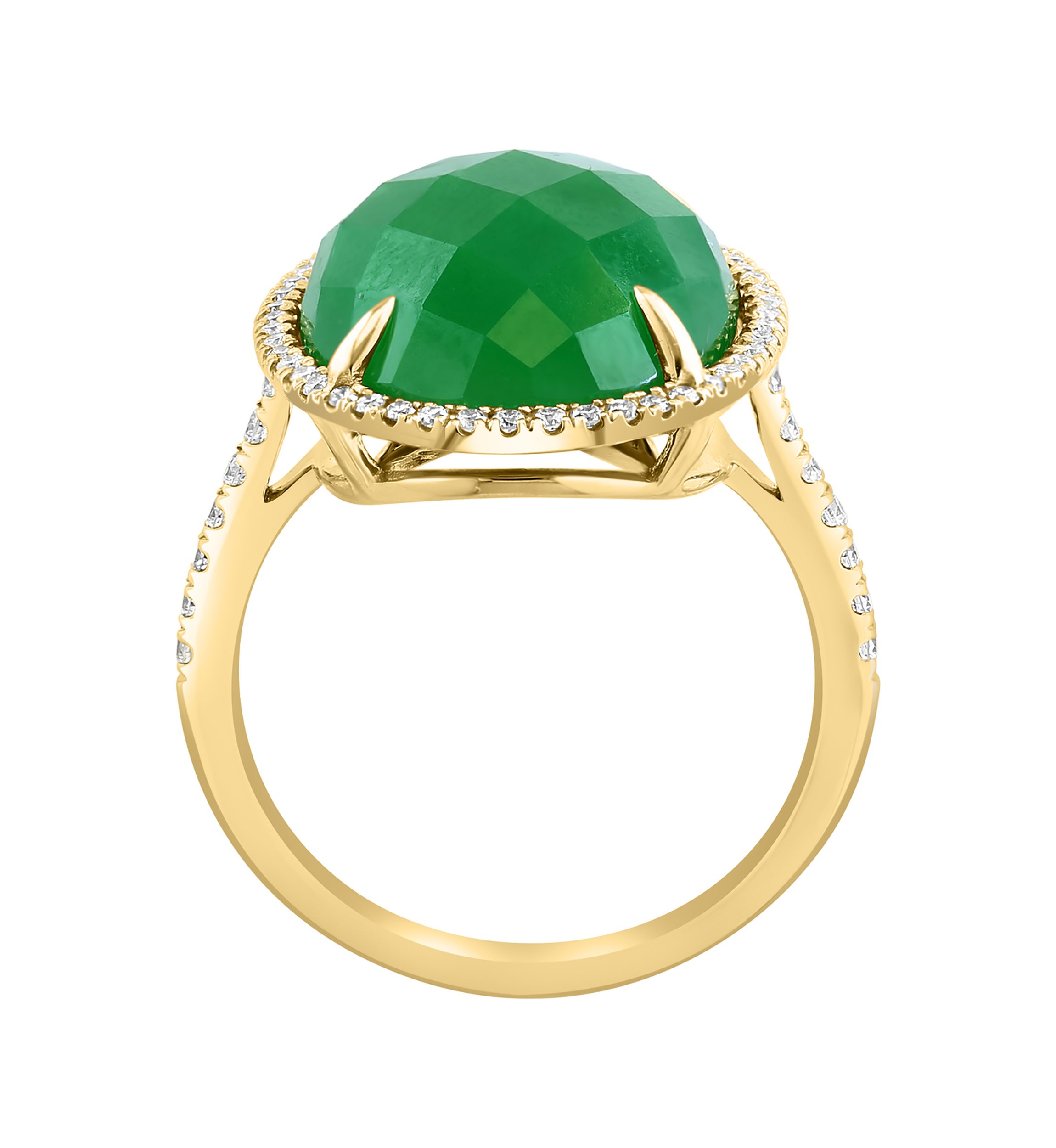 Diamond and Jade Ring in 14K Yellow Gold