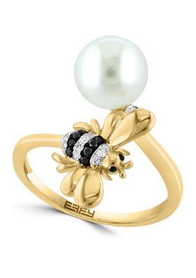 Effy Diamond and Freshwater Pearl Bee Ring in 14K Yellow Gold -  5400452HRY0W023DL