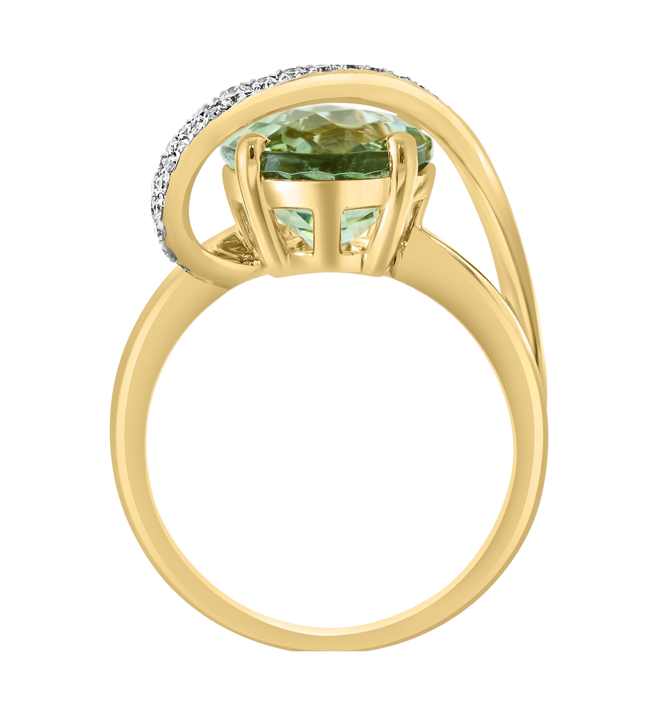 1/6 ct. t.w. Diamond, 4.5 ct. t.w. Green Amethyst Ring in 14K Yellow Gold