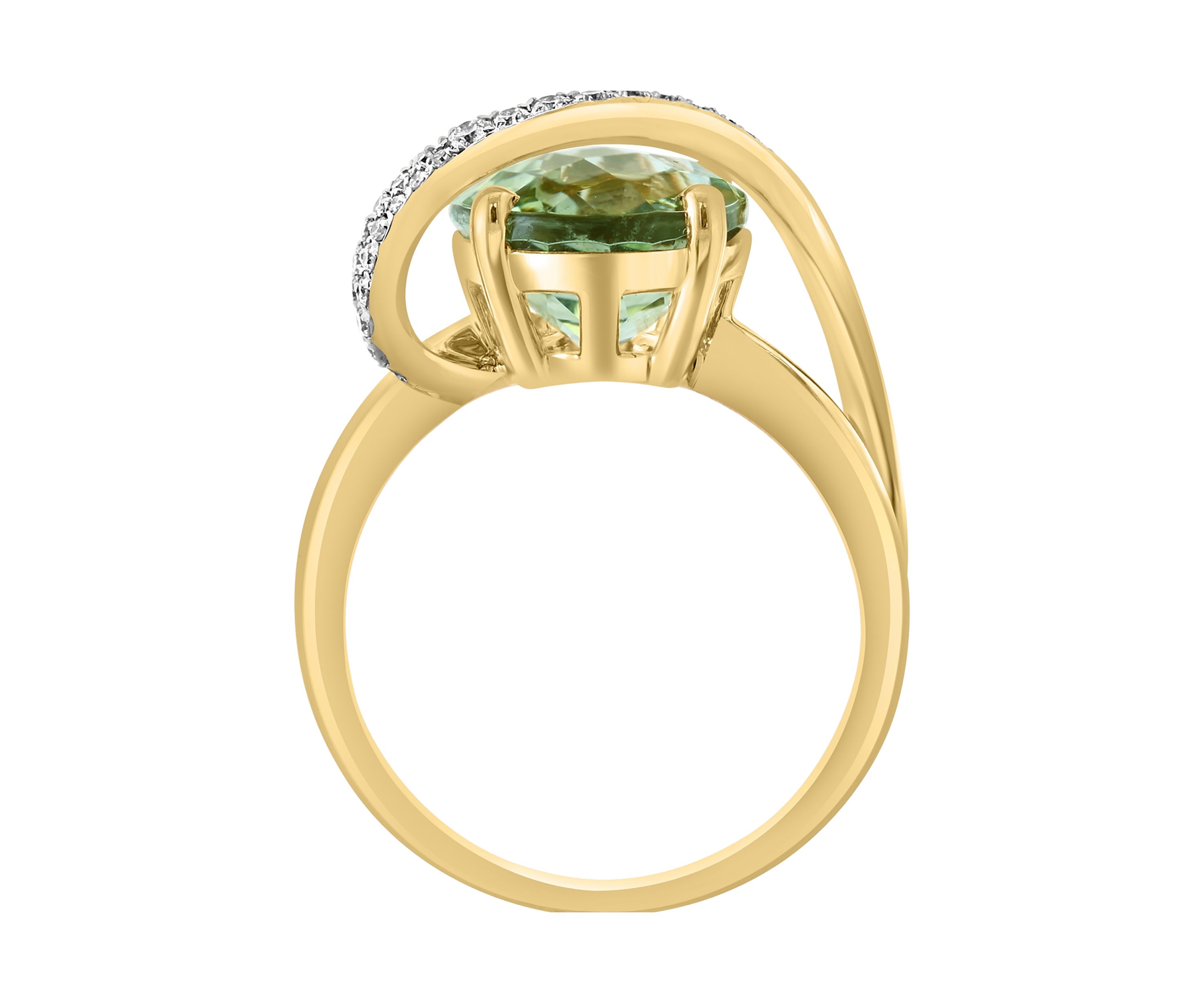 1/6 ct. t.w. Diamond, 4.5 ct. t.w. Green Amethyst Ring in 14K Yellow Gold