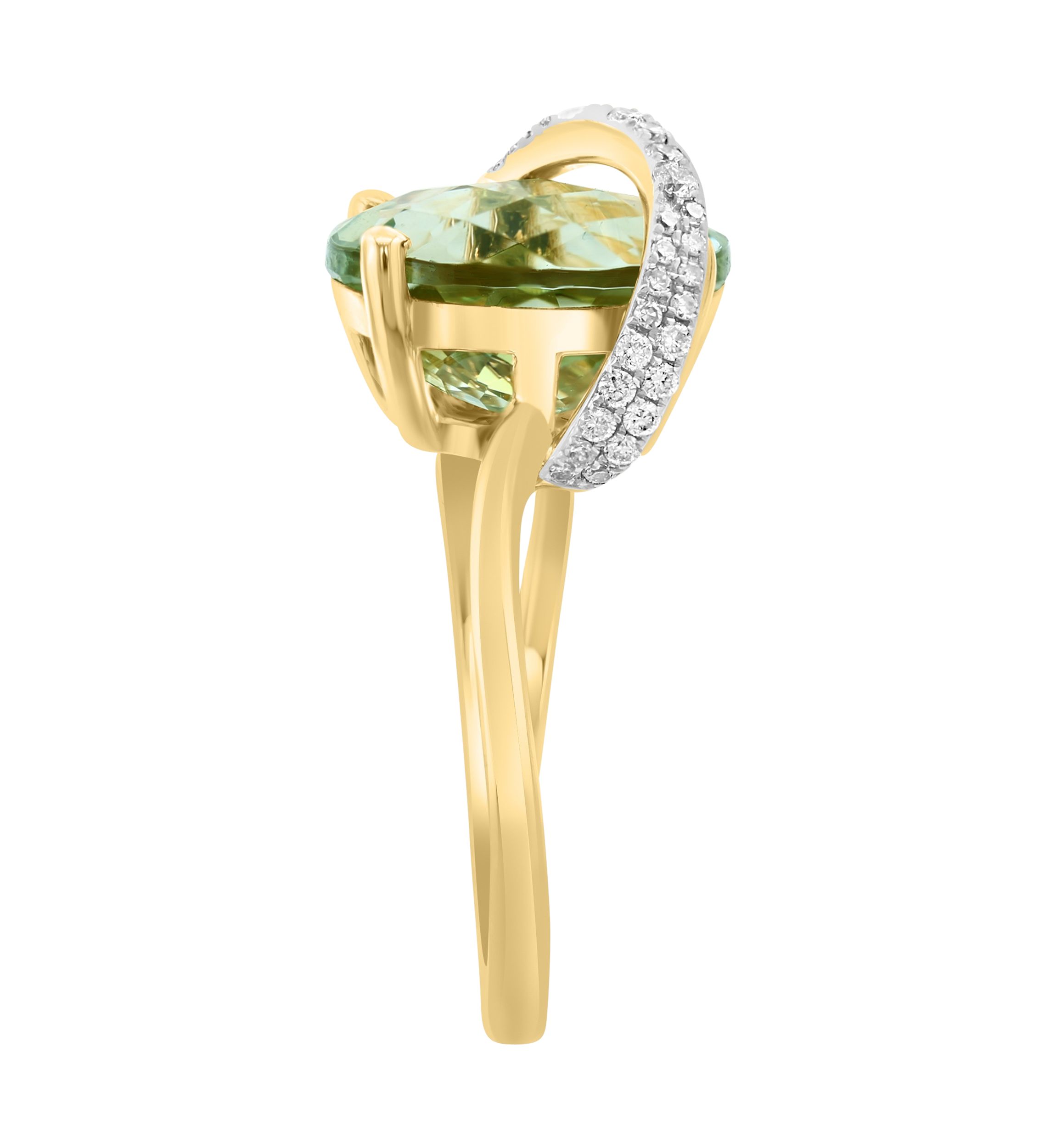 1/6 ct. t.w. Diamond, 4.5 ct. t.w. Green Amethyst Ring in 14K Yellow Gold