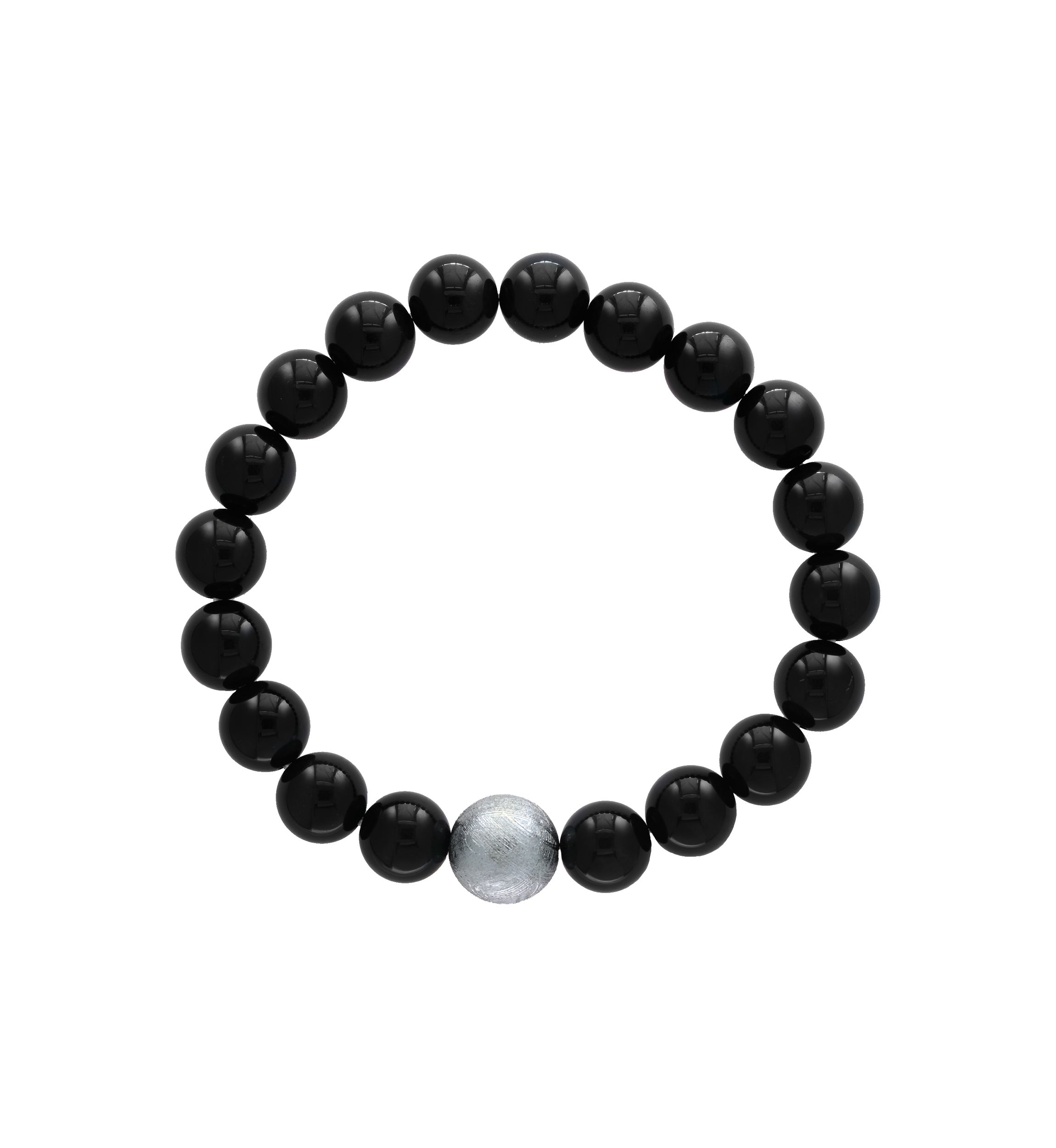 Mens Meteorite and Tiger Eye Beaded Stretch Bracelet
