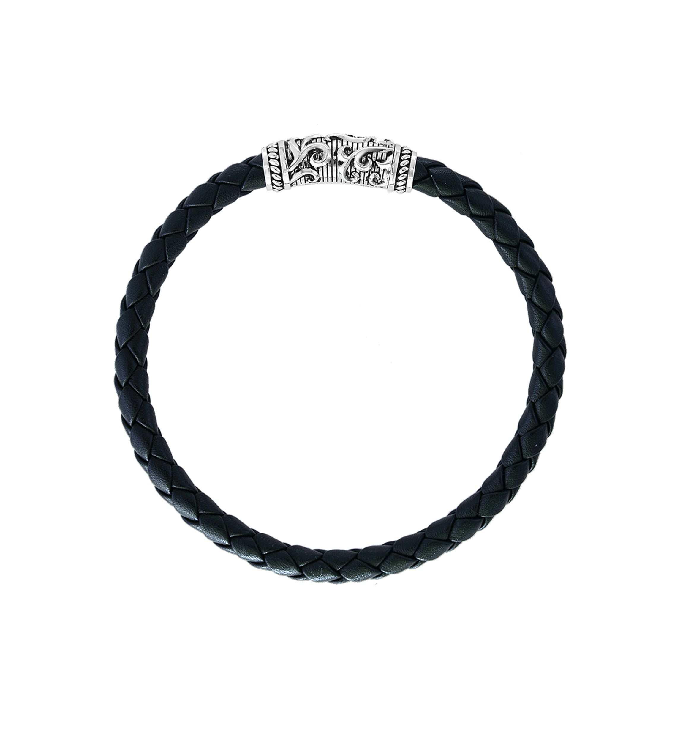 Sterling Silver Leather Bracelet
