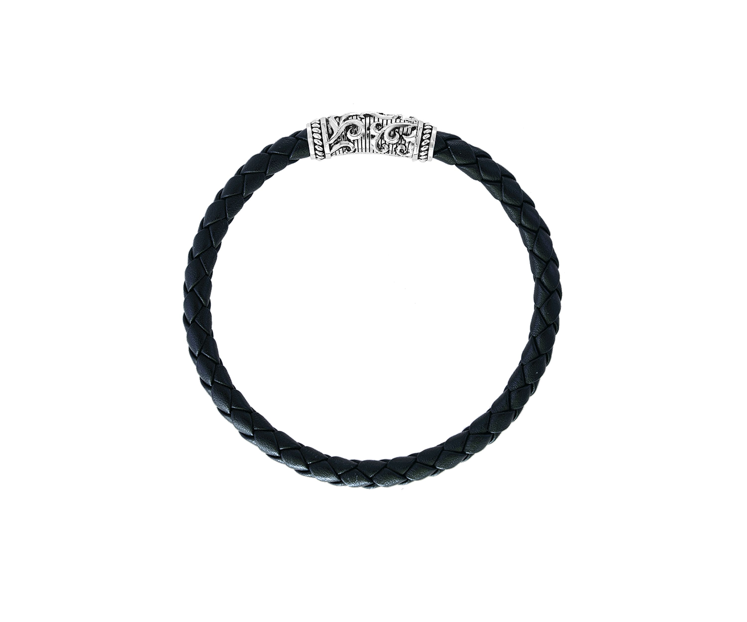 Sterling Silver Leather Bracelet