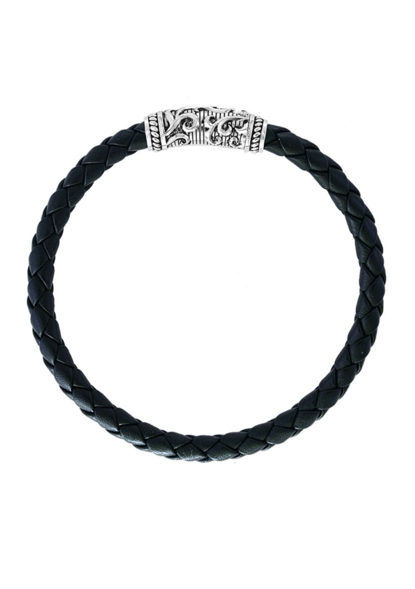 Sterling Silver Leather Bracelet