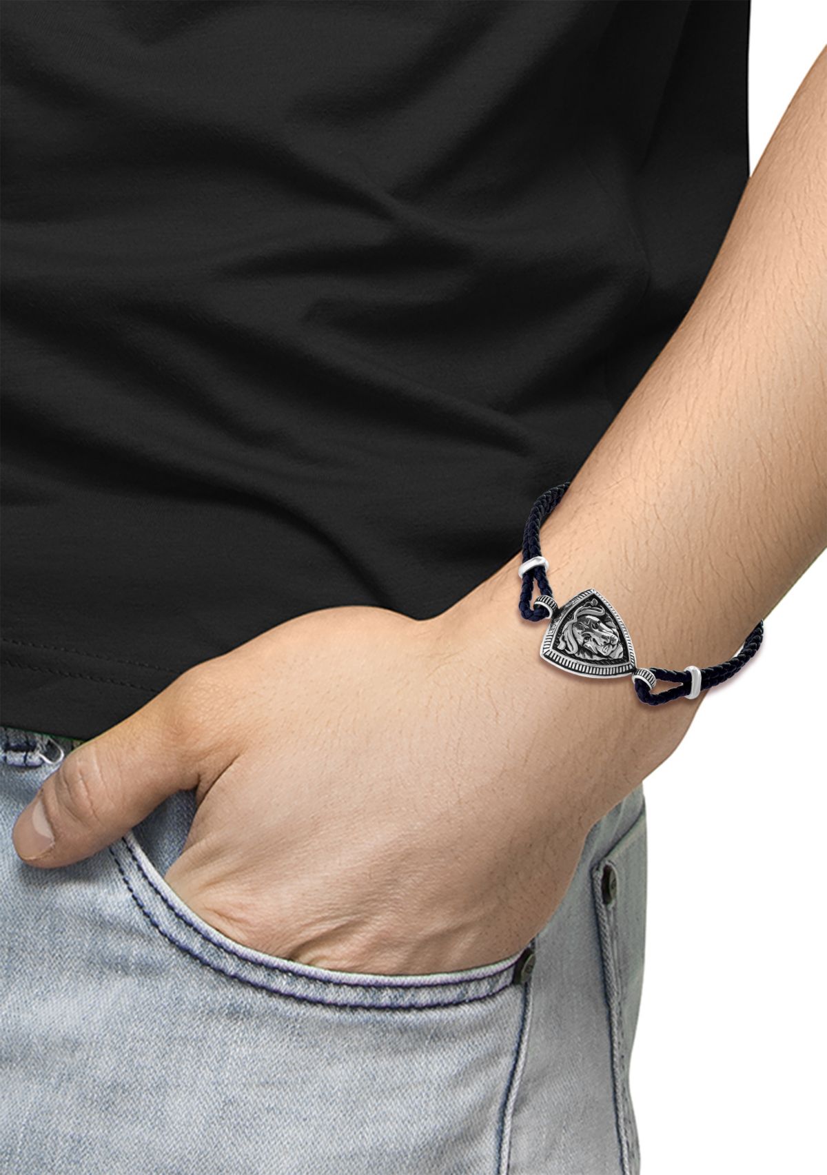 Sterling Silver Leather Bracelet