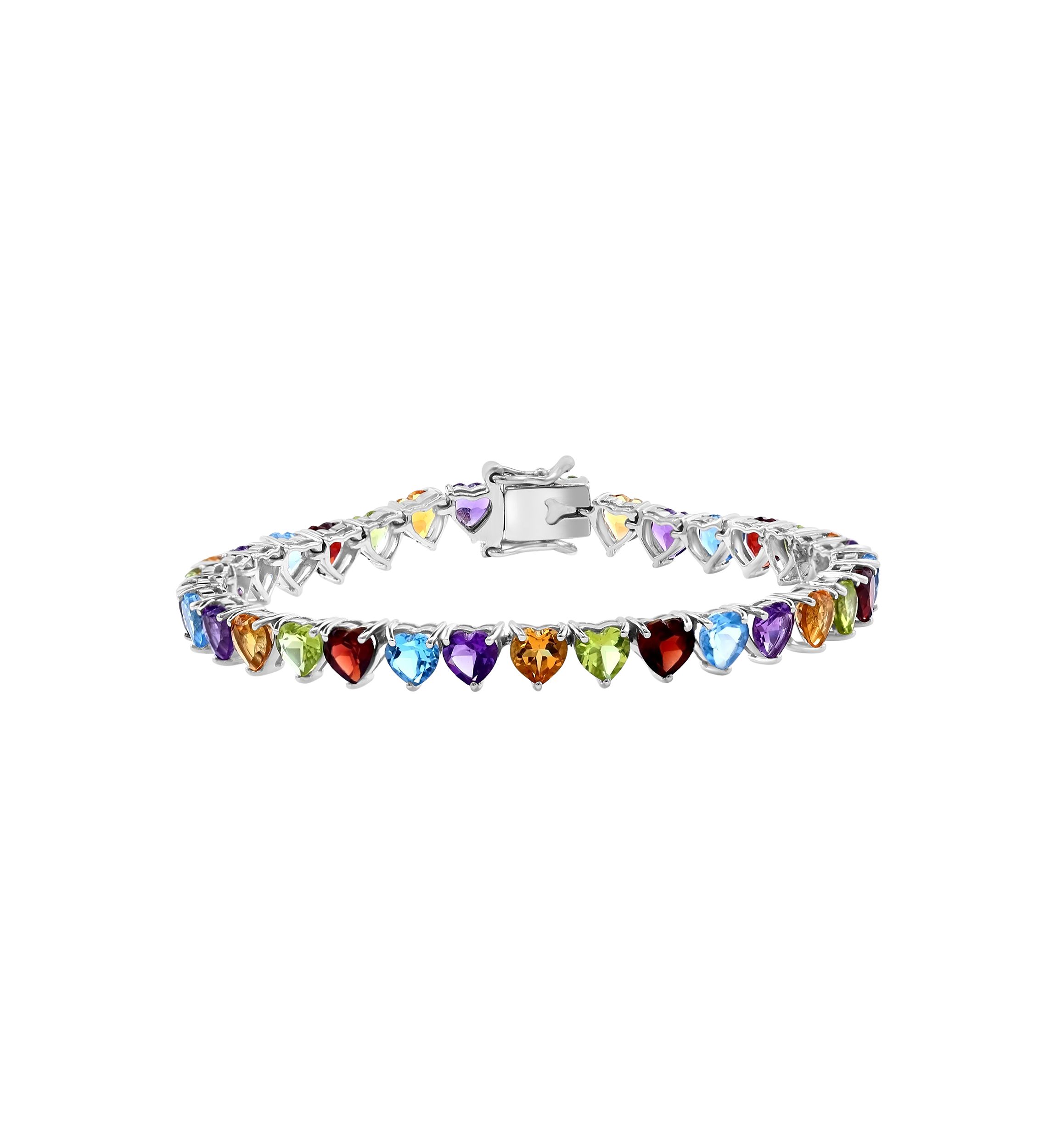 16 ct. t.w. Amethyst, Blue Topaz, Garnet, Peridot Bracelet in Sterling Silver
