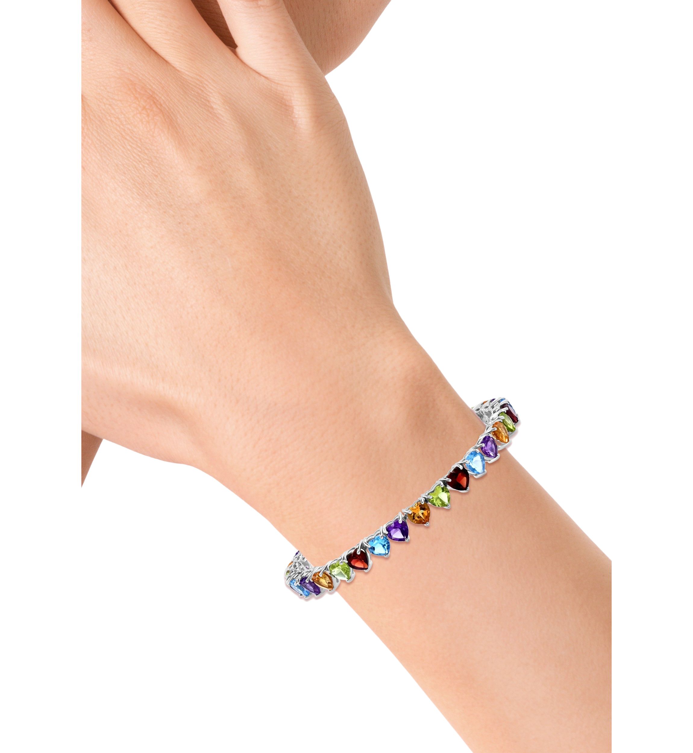 16 ct. t.w. Amethyst, Blue Topaz, Garnet, Peridot Bracelet in Sterling Silver