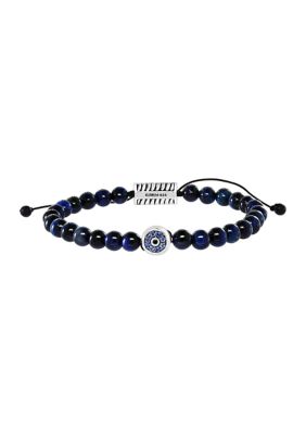 Effy Men's 54.5 Ct. T.w. Tiger Eye, Sapphire, Black Sapphire Bracelet In Sterling Silver