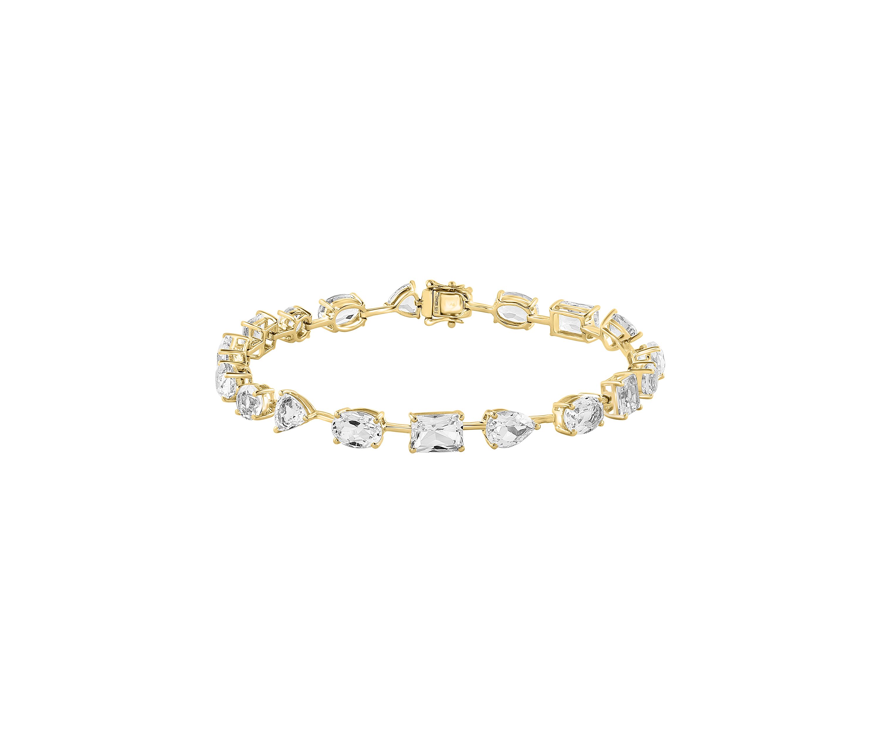 White Topaz Strand Bracelet in 14K Yellow Gold