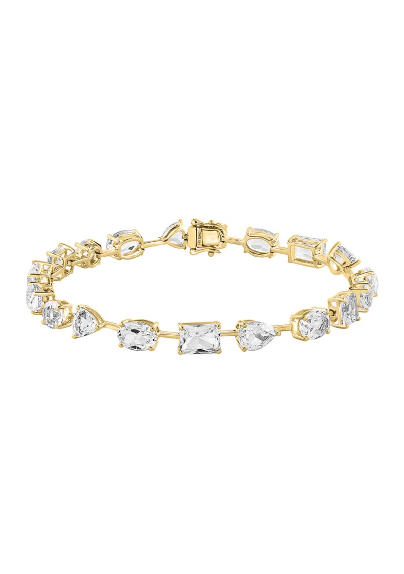 White Topaz Strand Bracelet in 14K Yellow Gold