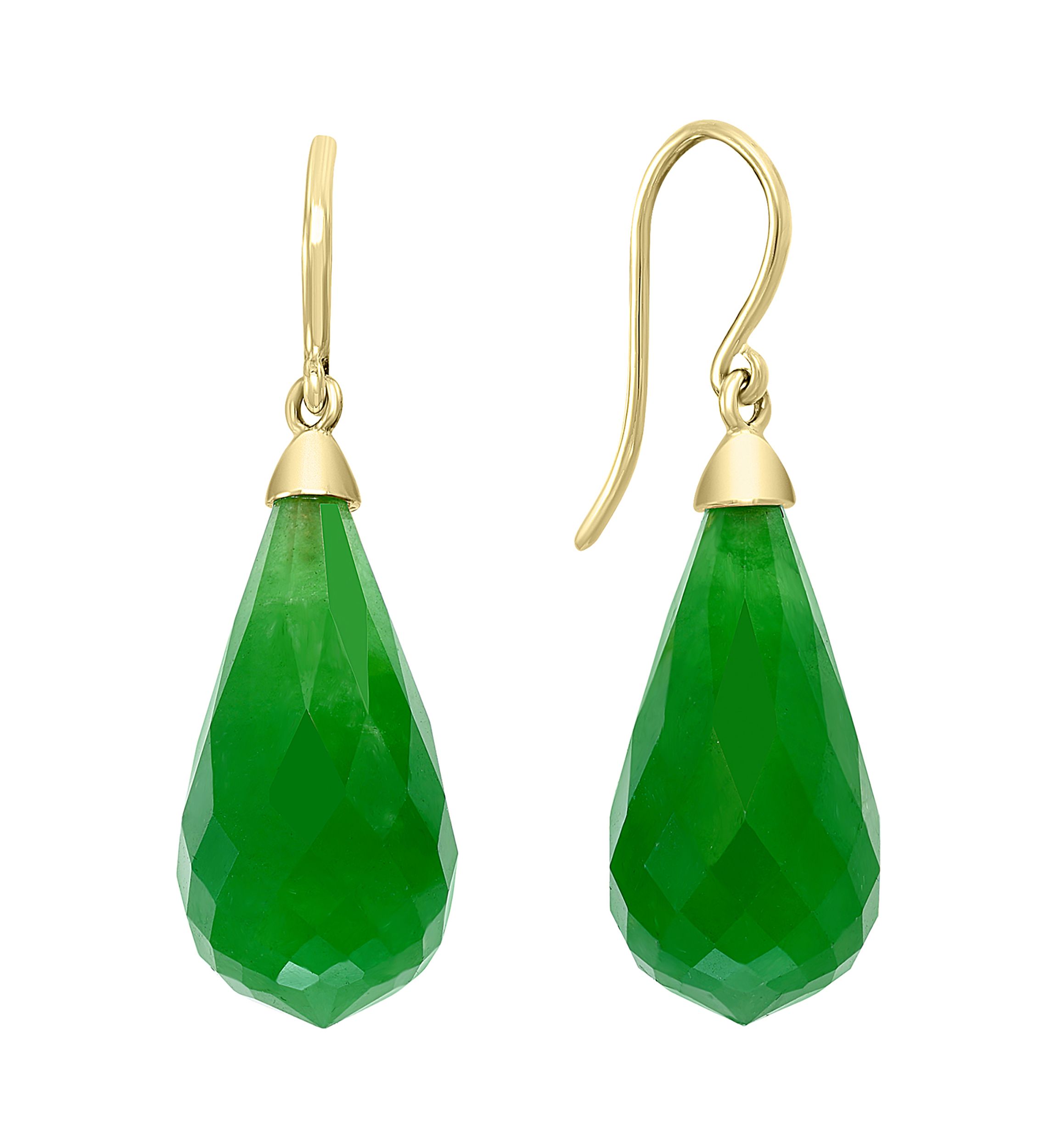 Jade Fancy Earrings in 14K Yellow Gold
