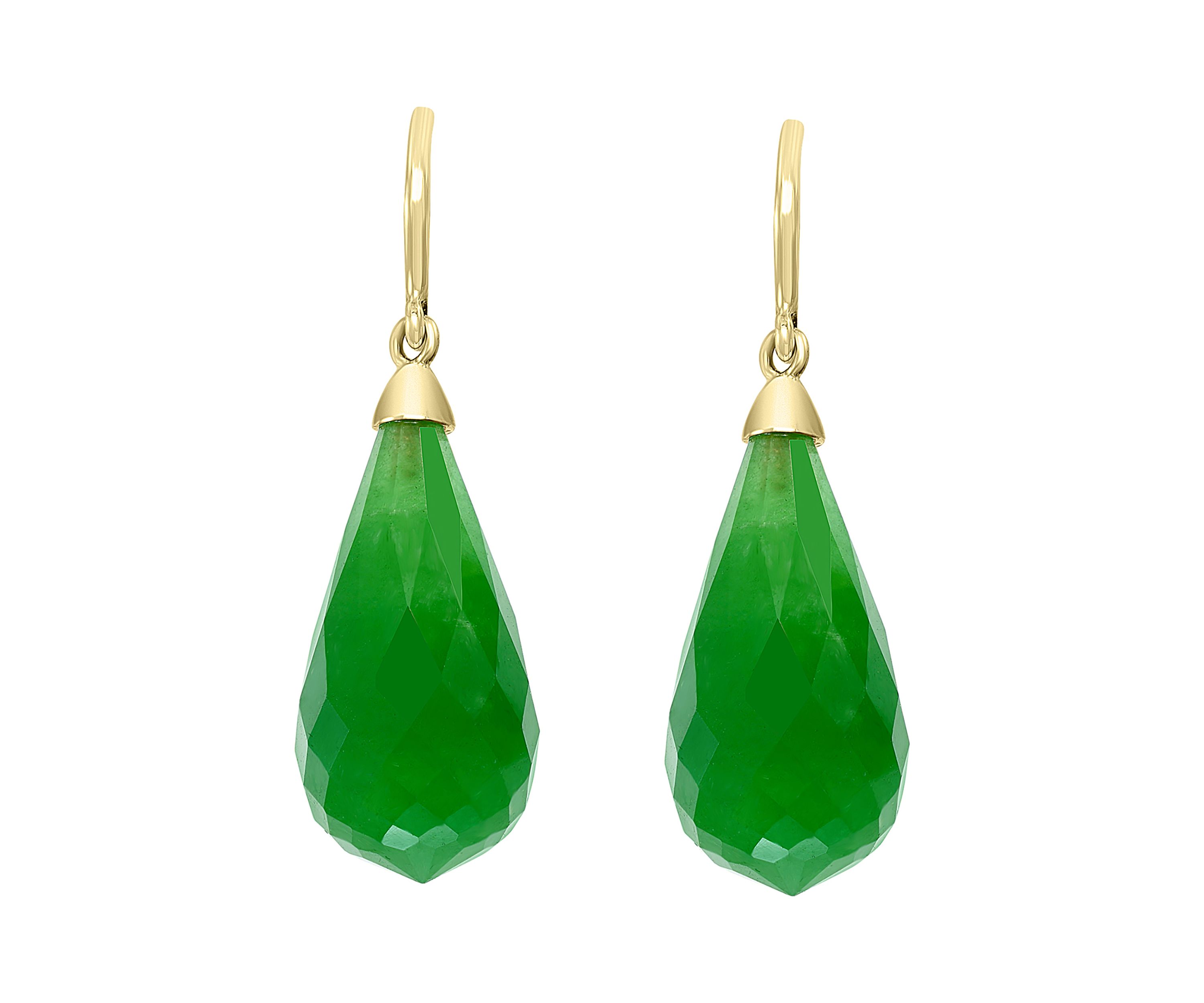 Jade Fancy Earrings in 14K Yellow Gold