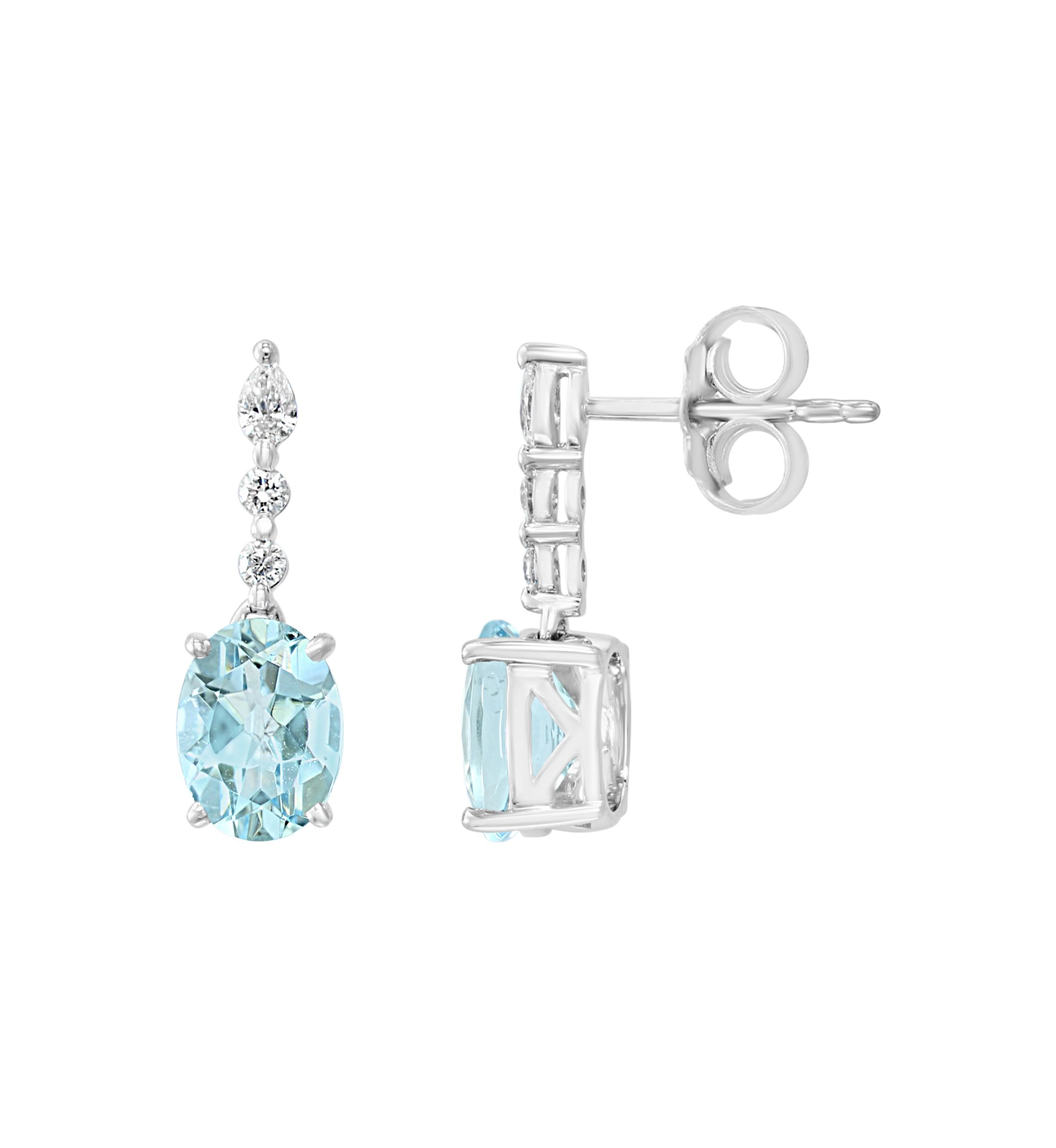2.2 ct. t.w. Aquamarine, 1/5 ct. t.w. Diamond Earrings in 14K White Gold