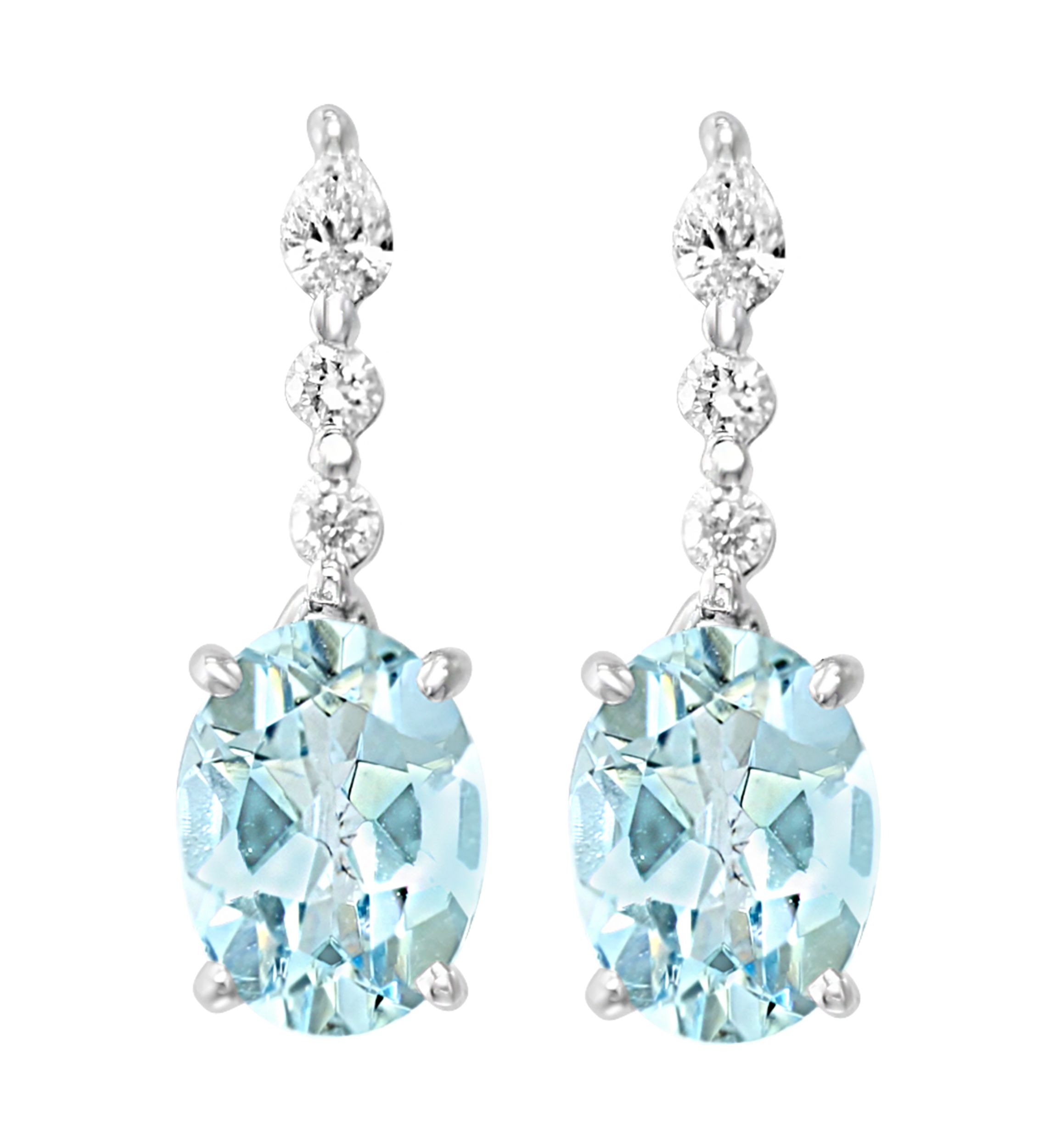 2.2 ct. t.w. Aquamarine, 1/5 ct. t.w. Diamond Earrings in 14K White Gold