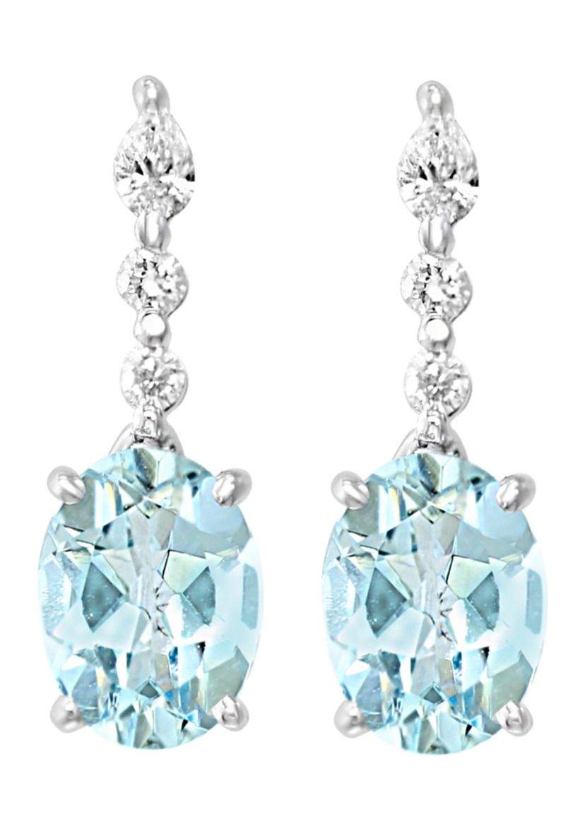 2.2 ct. t.w. Aquamarine, 1/5 ct. t.w. Diamond Earrings in 14K White Gold