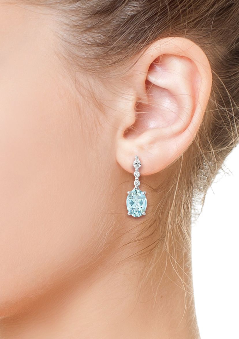 2.2 ct. t.w. Aquamarine, 1/5 ct. t.w. Diamond Earrings in 14K White Gold