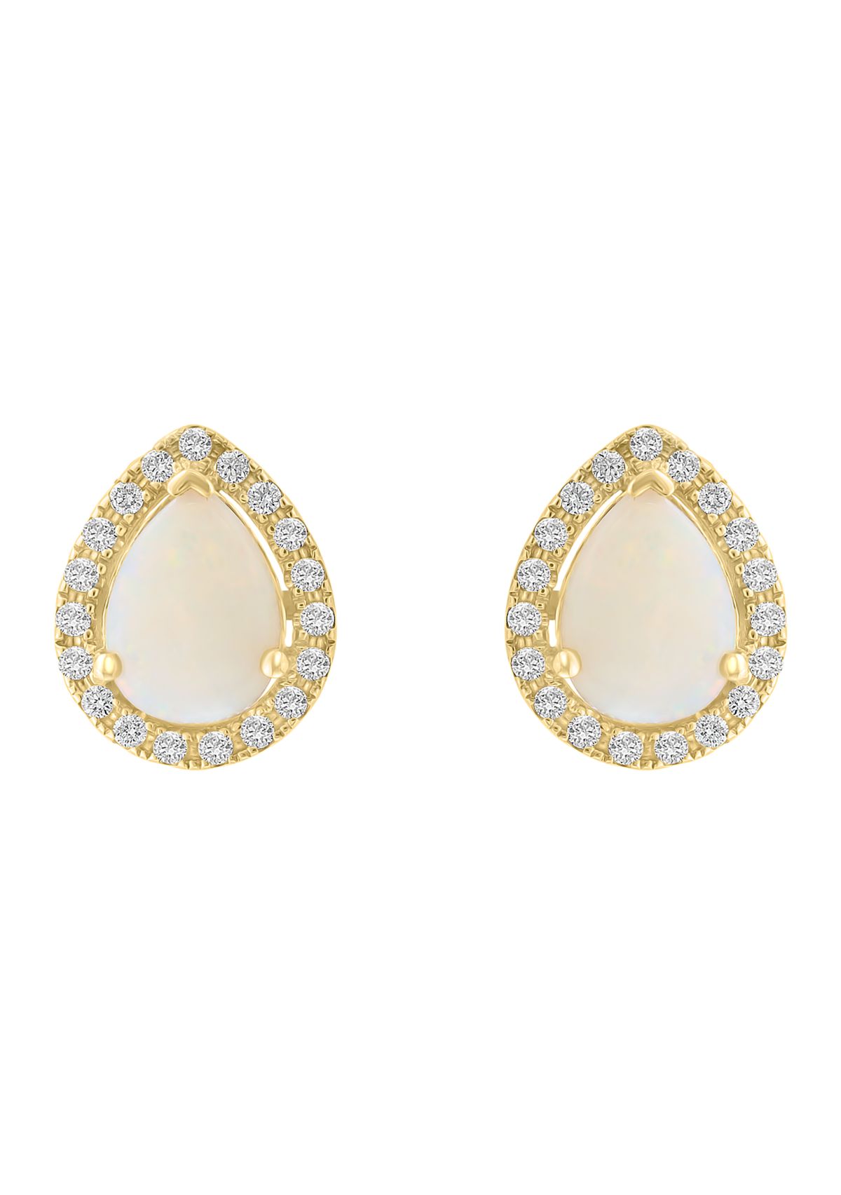 1/5 ct. t.w. Diamond and 1.25 ct. t.w. Opal Earrings in 14K Yellow Gold 