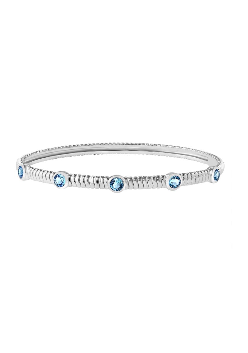 London Blue Topaz Bangle Bracelet in Sterling Silver